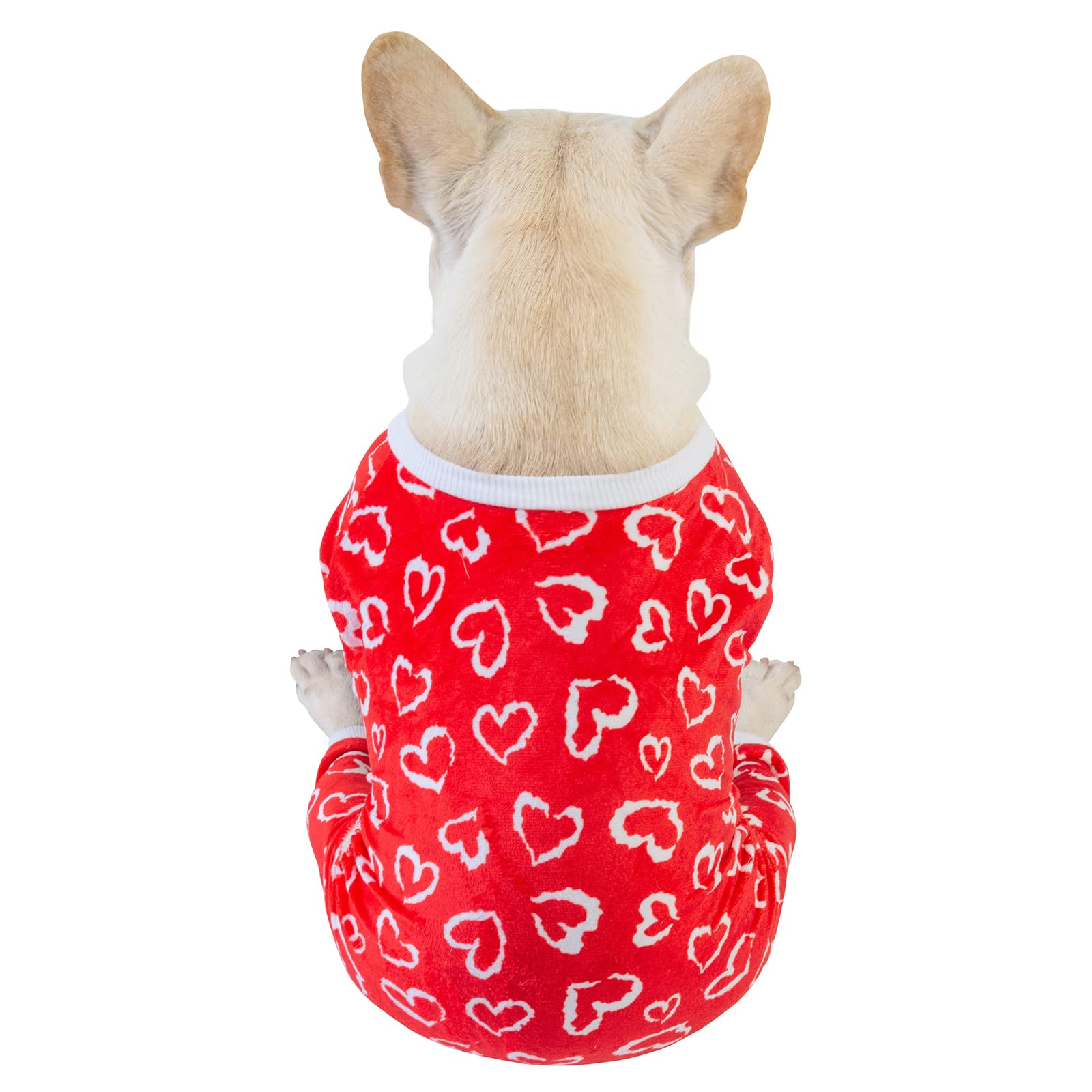 Cutebone Small Dogs Valentines Outfit Soft Puppy Onesies Pjs Dog Pajamas Pet Coat Cat Apparel Comfy Doggie Jumpsuit Bodysuit For