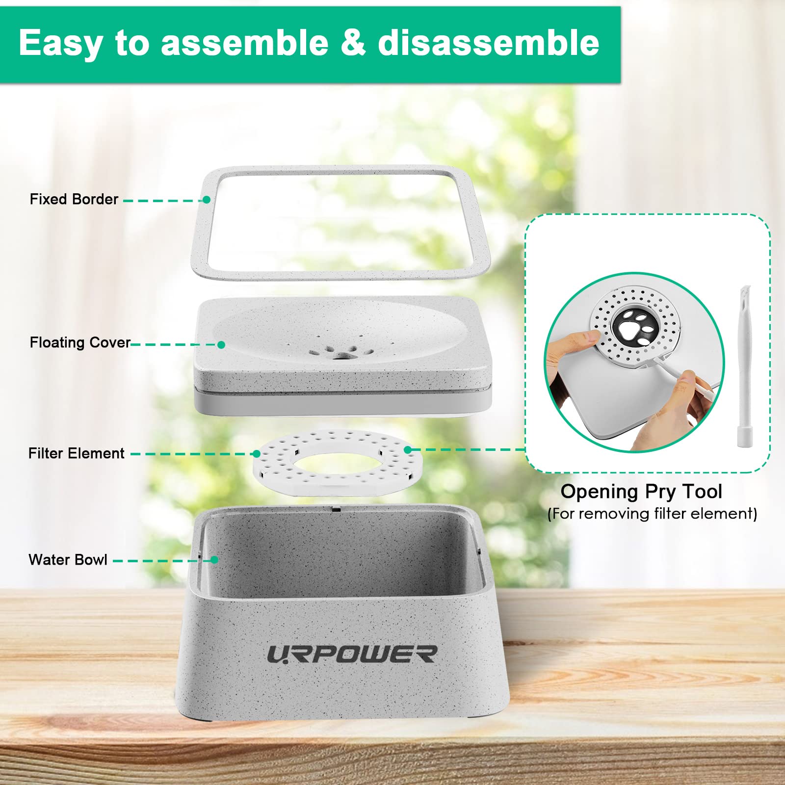 Urpower 2.5L Dog Water Bowl 85Oz Large Capacity No Spill Dog Bowl Cat Water Bowl With Eco-Friendly Material Slow Water Feeder Pe