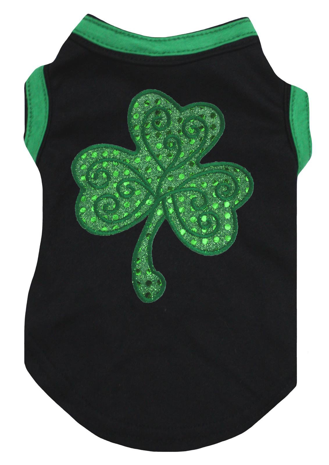 Petitebella Green Sequins Clover Puppy Dog Shirt (Black, Small)