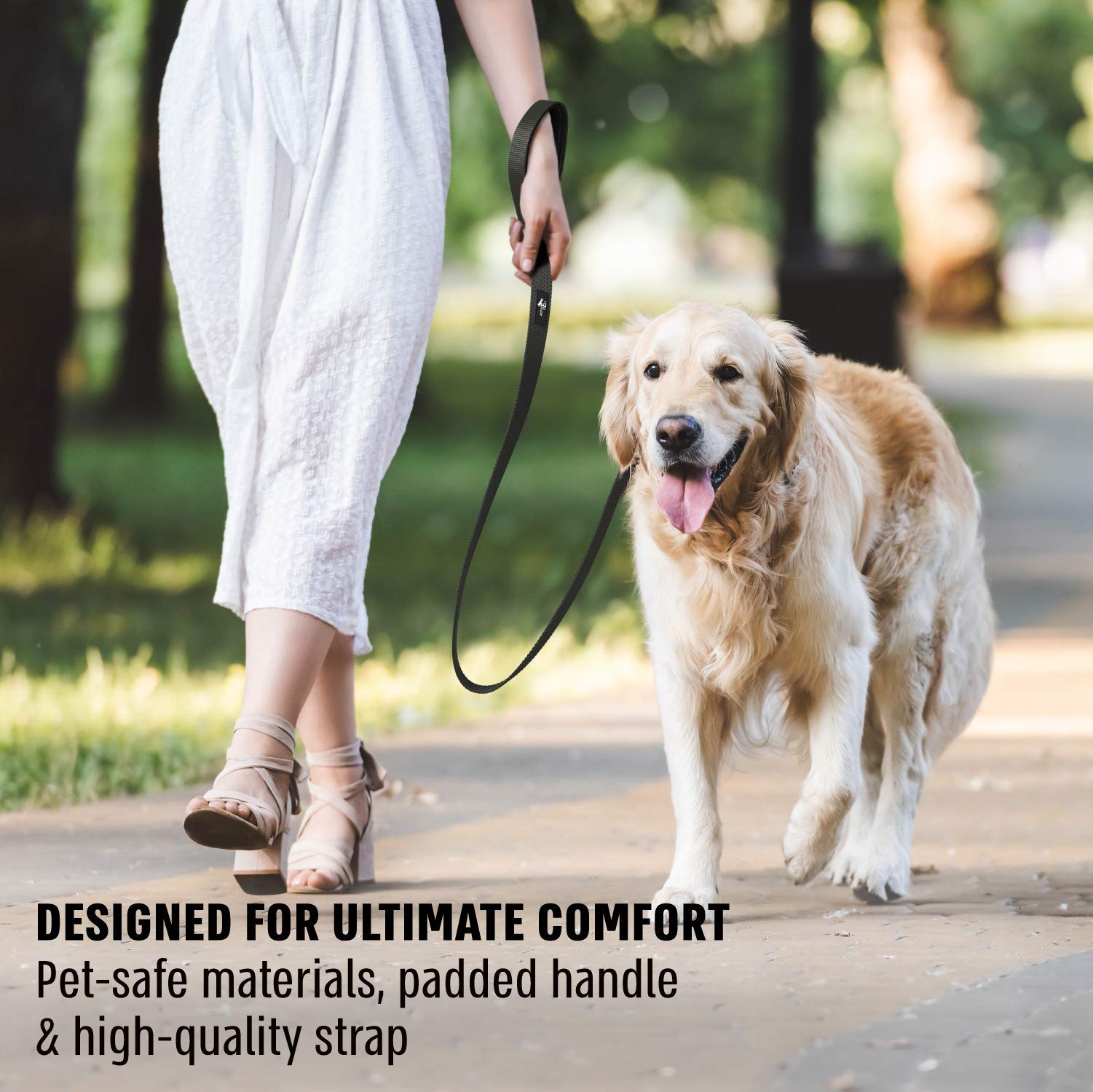 Active Pets Strong Dog Leash With Padded Handle, Durable Comfort Grip For Large & Medium Dogs, Up To 6Ft Adjustable Training Lead, 1 In X4 Ft, Black