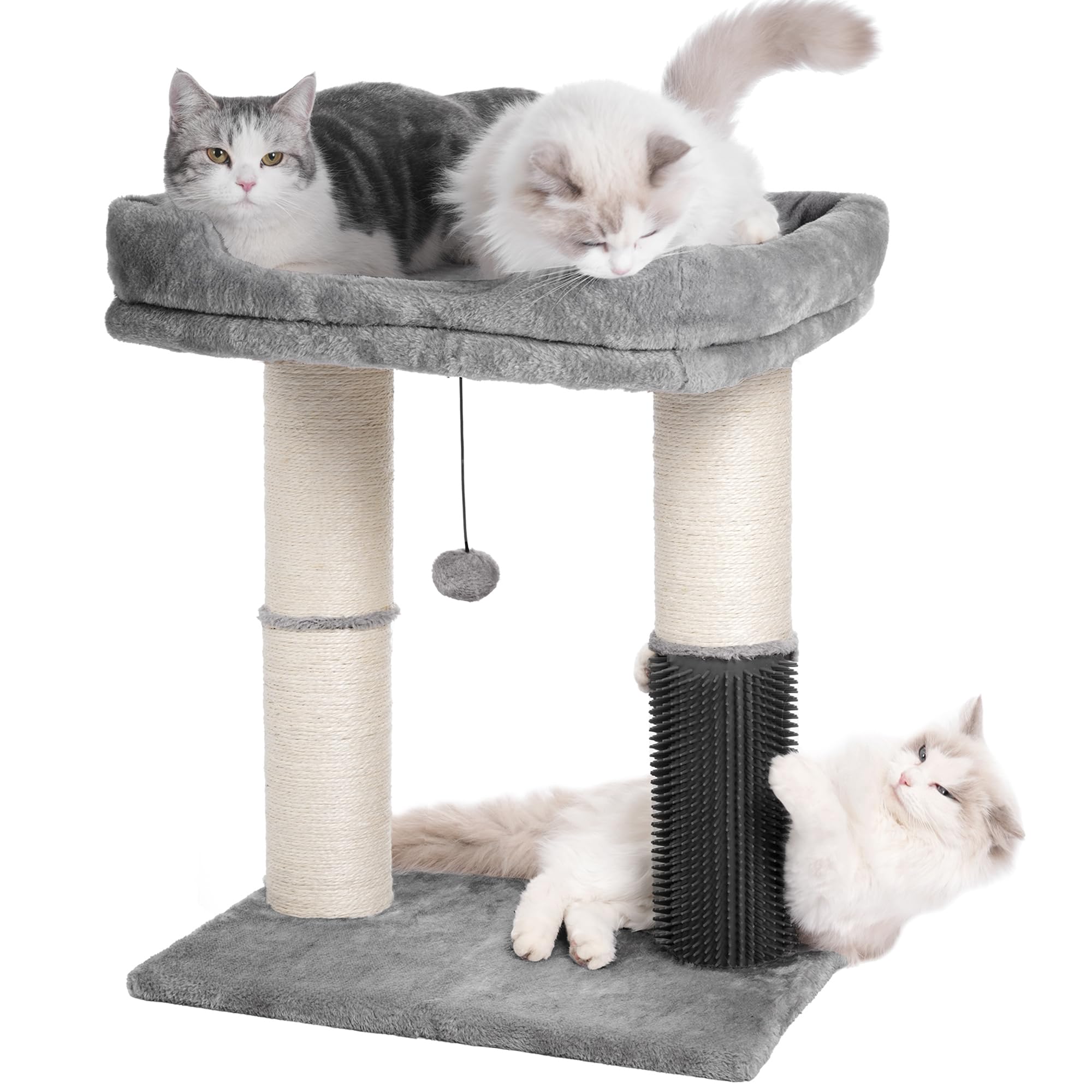 Pawfessor Cat Tree Tower For Large Cats Cat Scratching Post With 20X15.7   Large Top Bed, Cat Self Groomer, Thick Scratch Post [