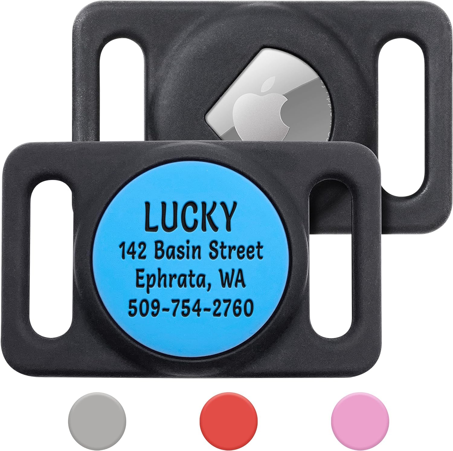 Gotags Engraved Airtag Dog Collar Holder, Personalized Airtag Case For Pet Collar, Up To 4 Lines Of Custom Text, Airtag Slide On