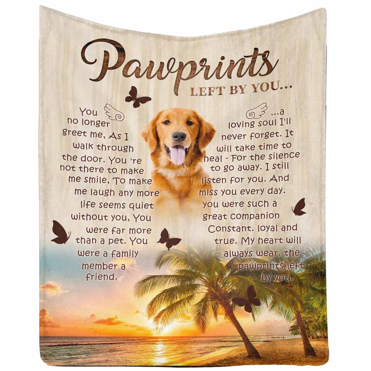 Personlaized Blanket In Memory Of My Dog, Leave Paw Prints On My Heart Pet Loss Sympathy Memorial Dog Remembrance Blanket Home D