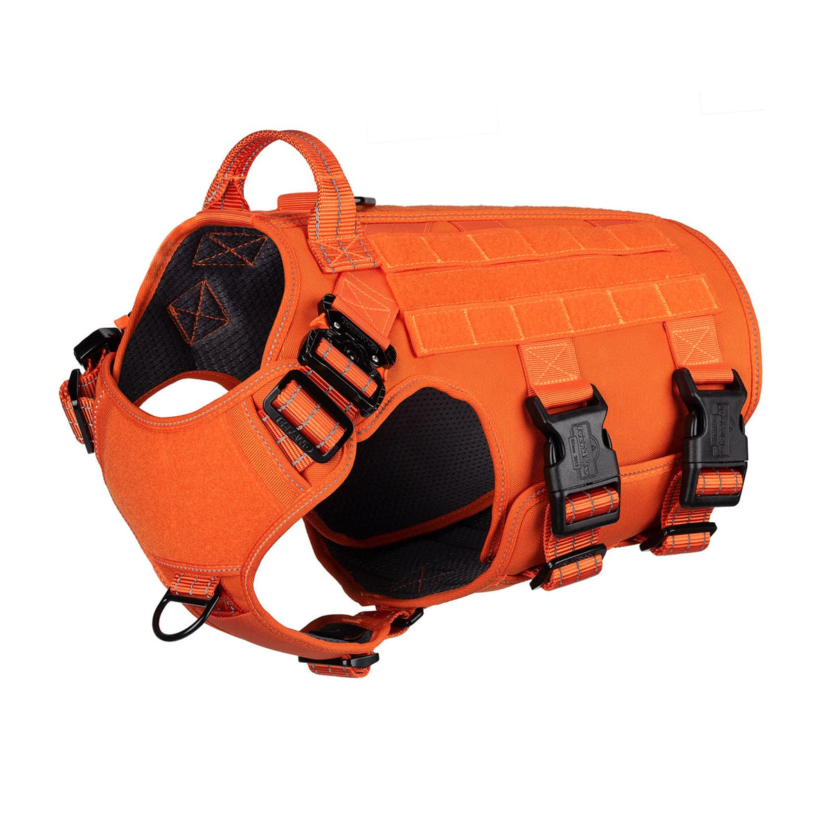 Icefang Reflective Tactical Dog Harness With 6X Buckles For Large Sized Dogs,Walking Training Work Dog Molle Vest With Handle,No