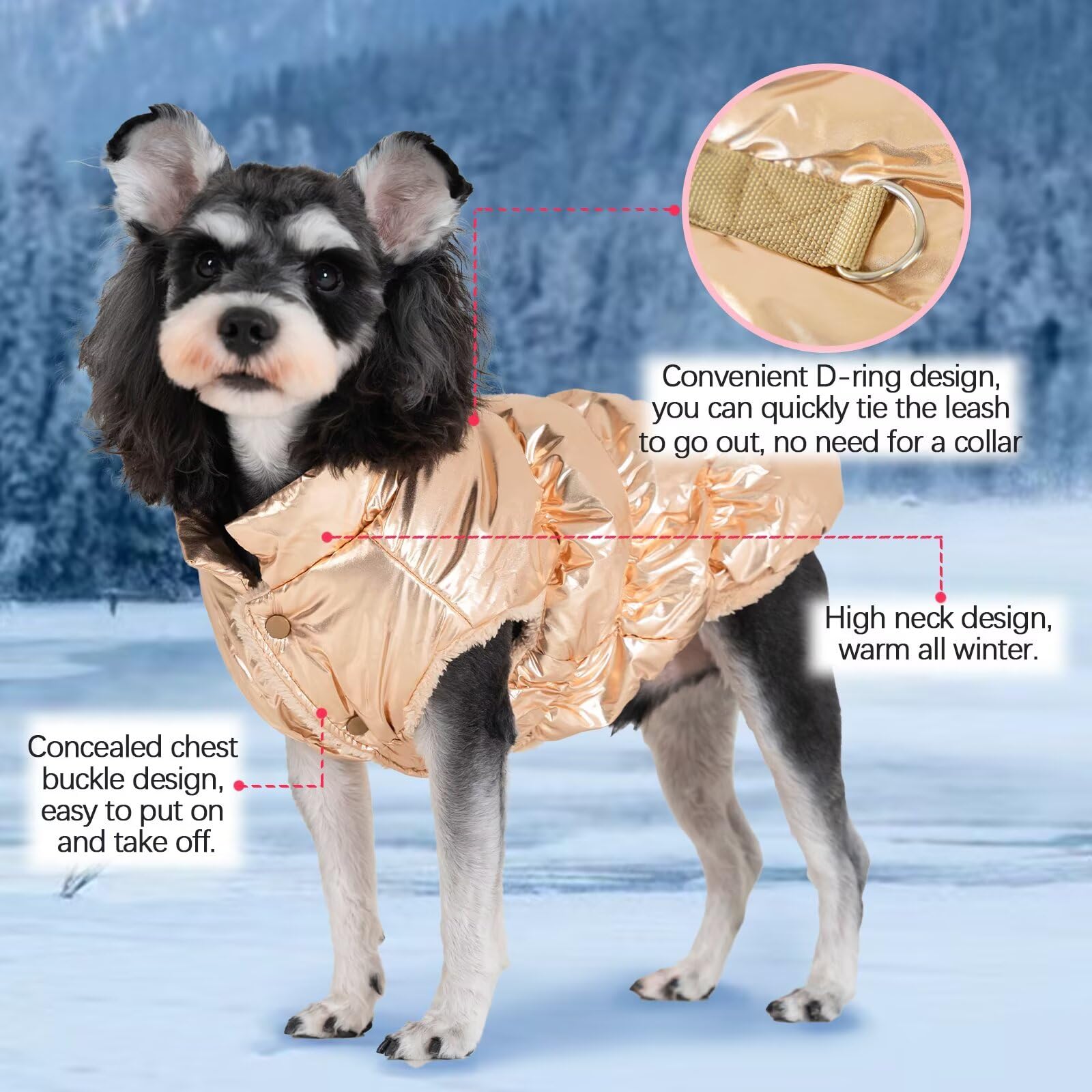 Puppy & Cat Winter Coat - Dog Jacket & Sweater - Waterproof & Windproof - Warm & Cold Weather Coats - Built-In Harness For Small