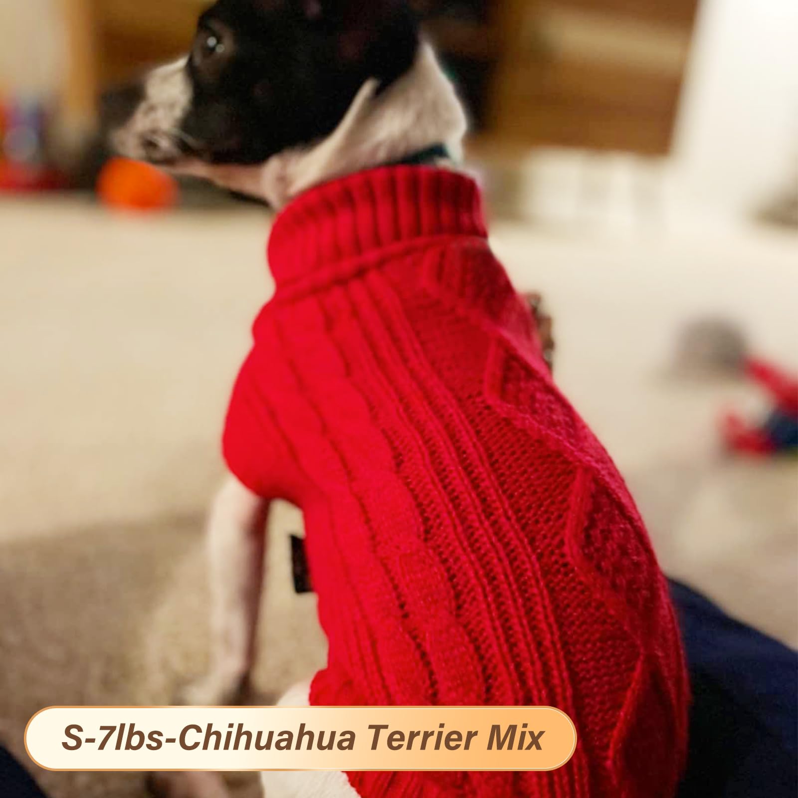 Kyeese Christmas Dog Sweaters For Small Dogs Turtleneck Red Dog Sweater Knitwear Gingham Patchwork Pet Sweater For Fall Winter