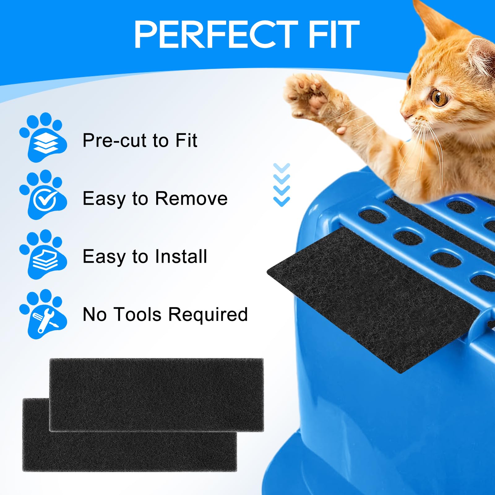 Cunina 8Pcs Cat Litter Box Filter Compatible With Van Ness Cp7 Blue Extra Large Cat Litter Box, Activated Charcoal Odor Control