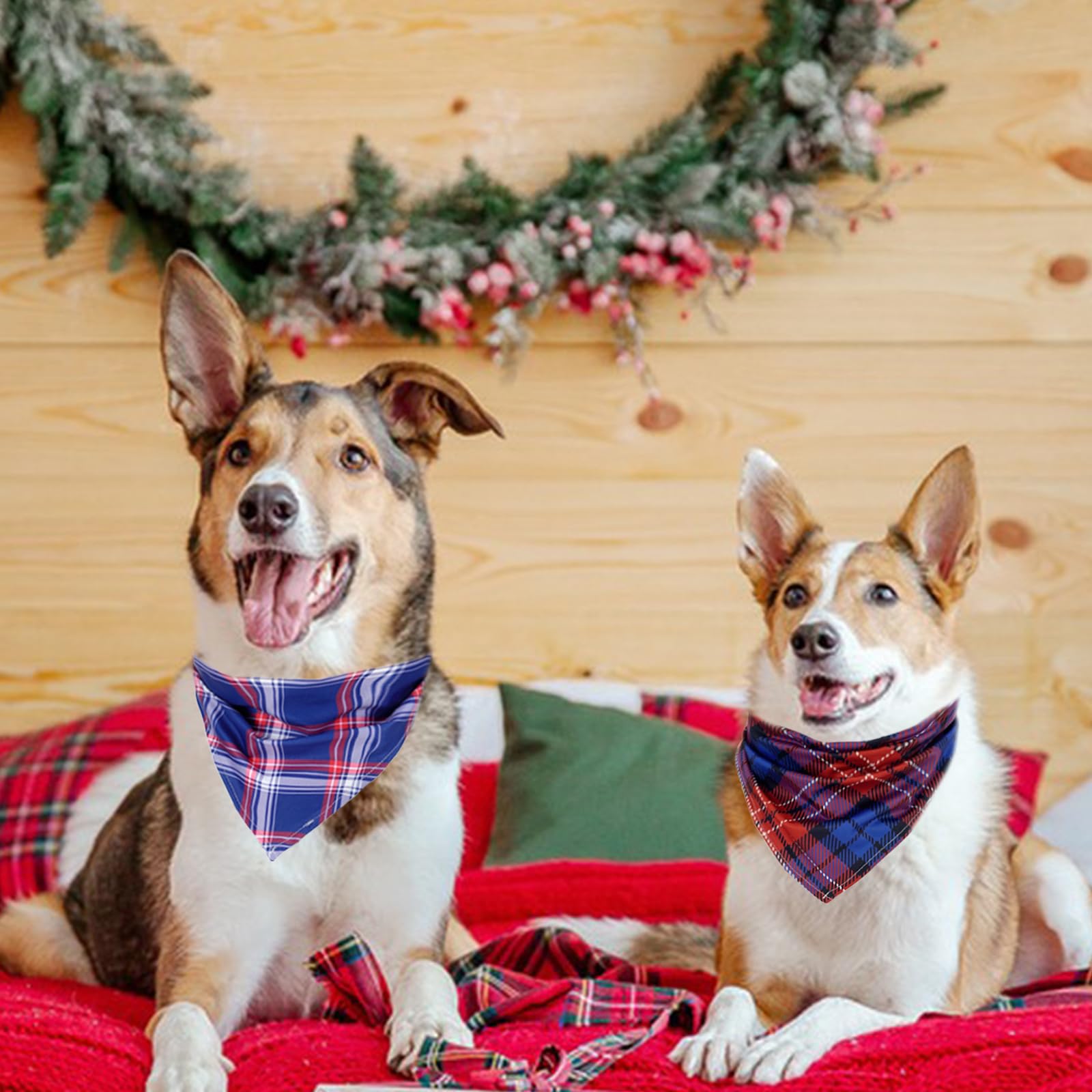 Xpudac 100 Pack Plaid Dog Bandanas Bulk Dog Bandana For Dogs Scarfs Bib Washable Adjustable Kerchief For Small Medium Large Dogs