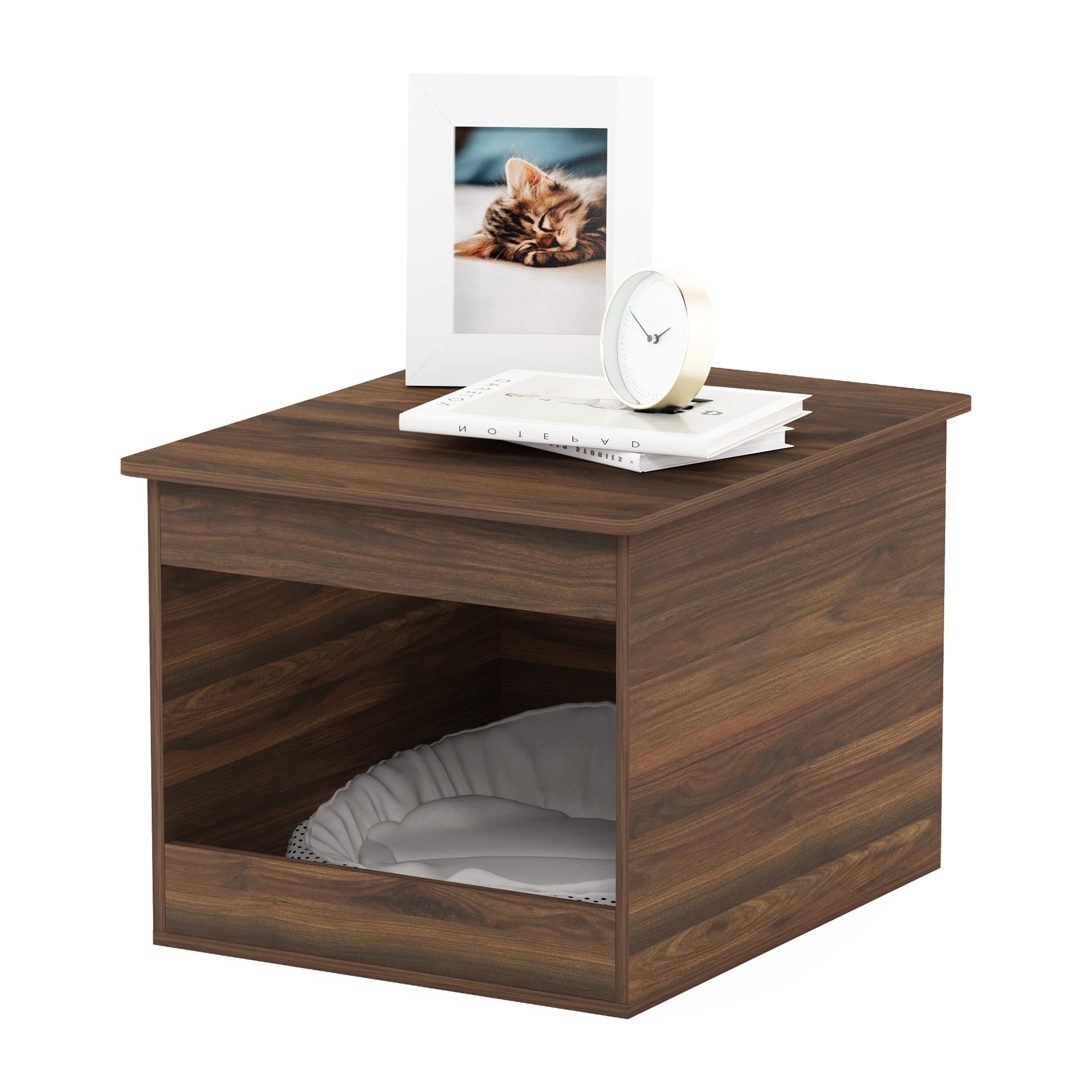 Furinno Peli Top Opening Litter Box Enclosure, Columbia Walnut
