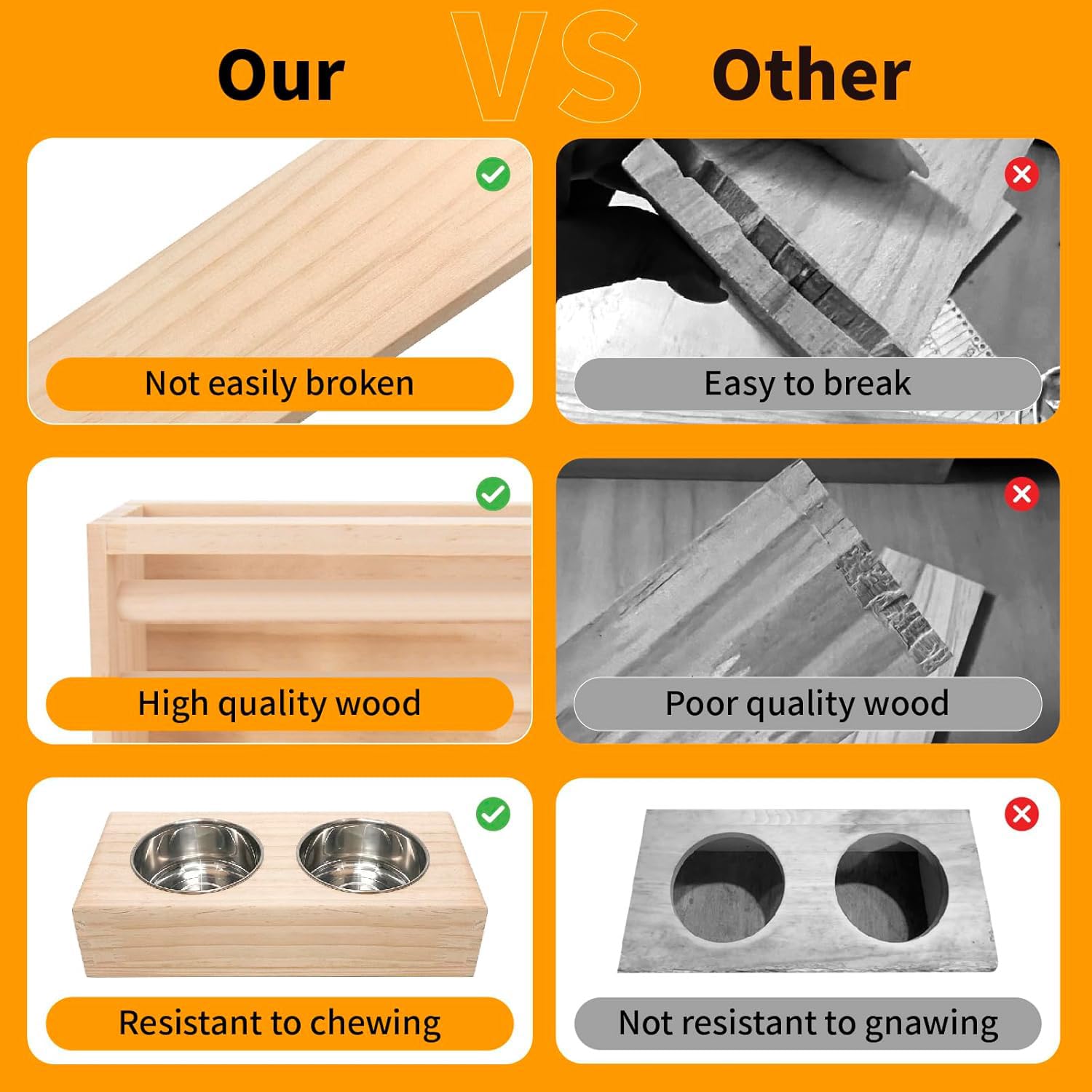 3 In 1 Rabbit Hay Feeder With Litter Box,Wooden Hay Feeder With 2 Bowls & Litter Box For Guinea Pig Chinchilla Bunny Other Small