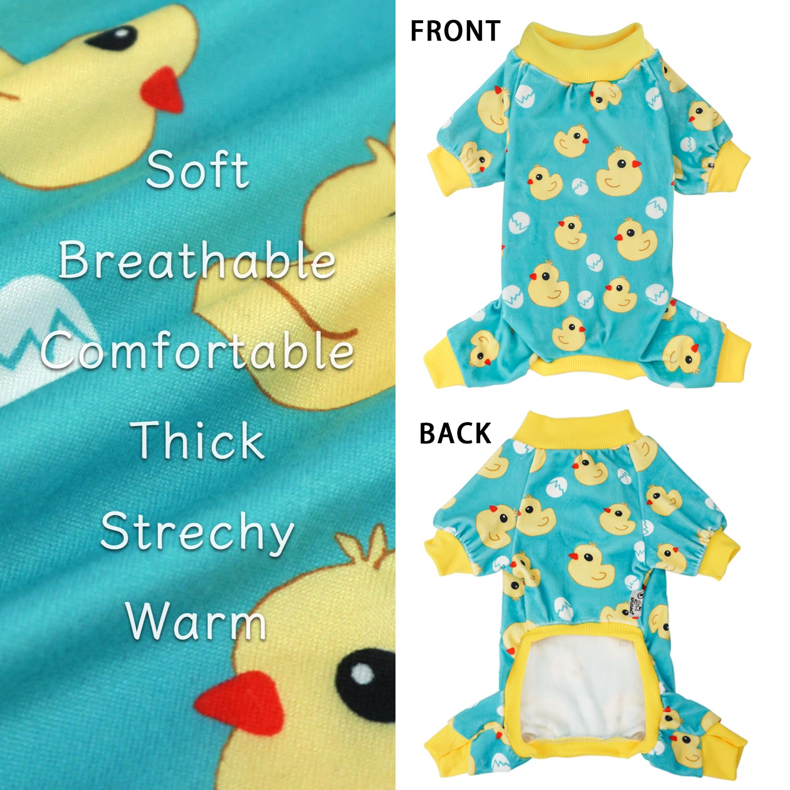 XPUDAC Dog Pajamas - Soft Stretchy Jumpsuit for Small Medium Dogs, Large, Blue, Polyester Blend