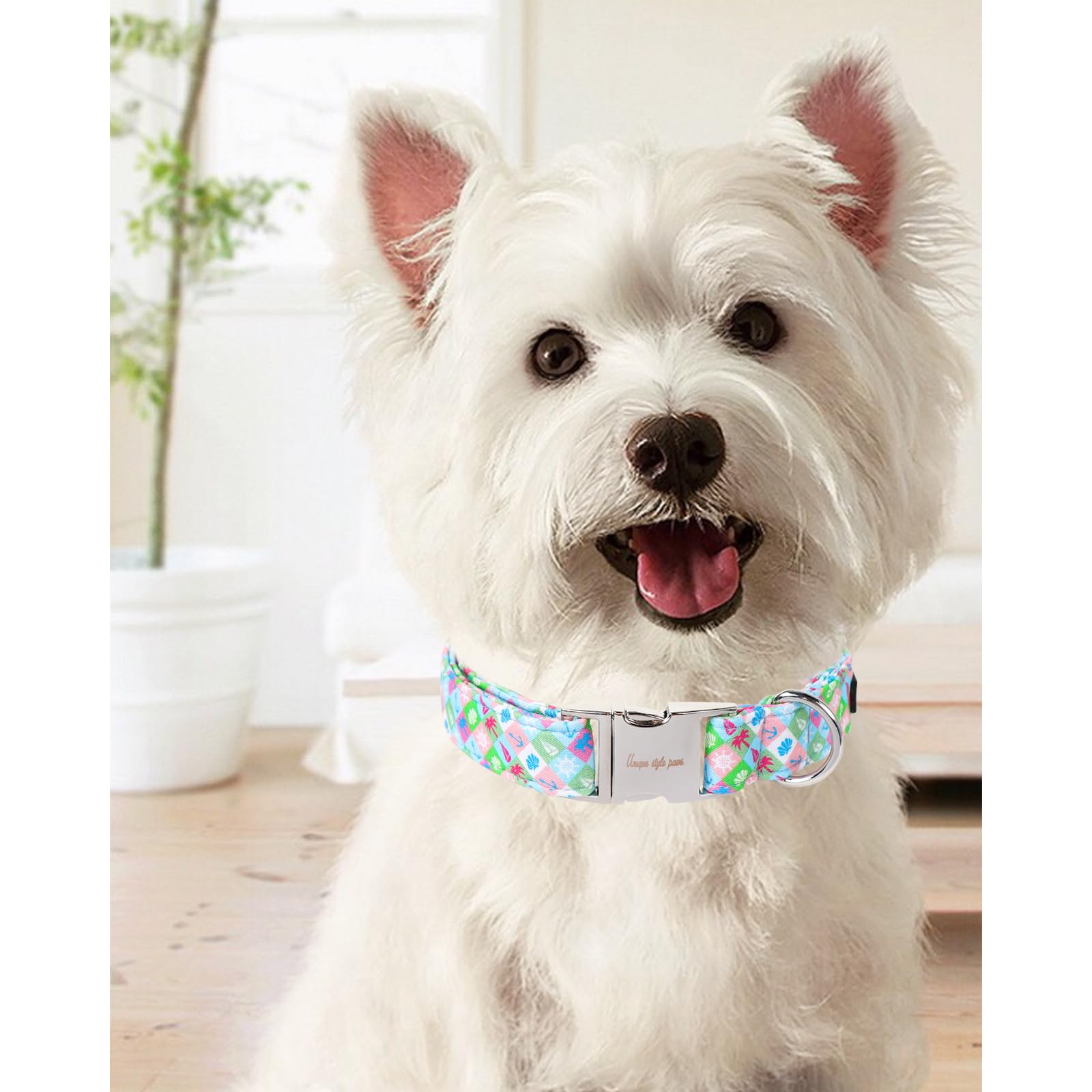 Unique Style Paws Summer Dog Collar, Cotton Girl Dog Collar With Boat Pattern, Comfy&Breathable Puppy Collar For Dog Gifts