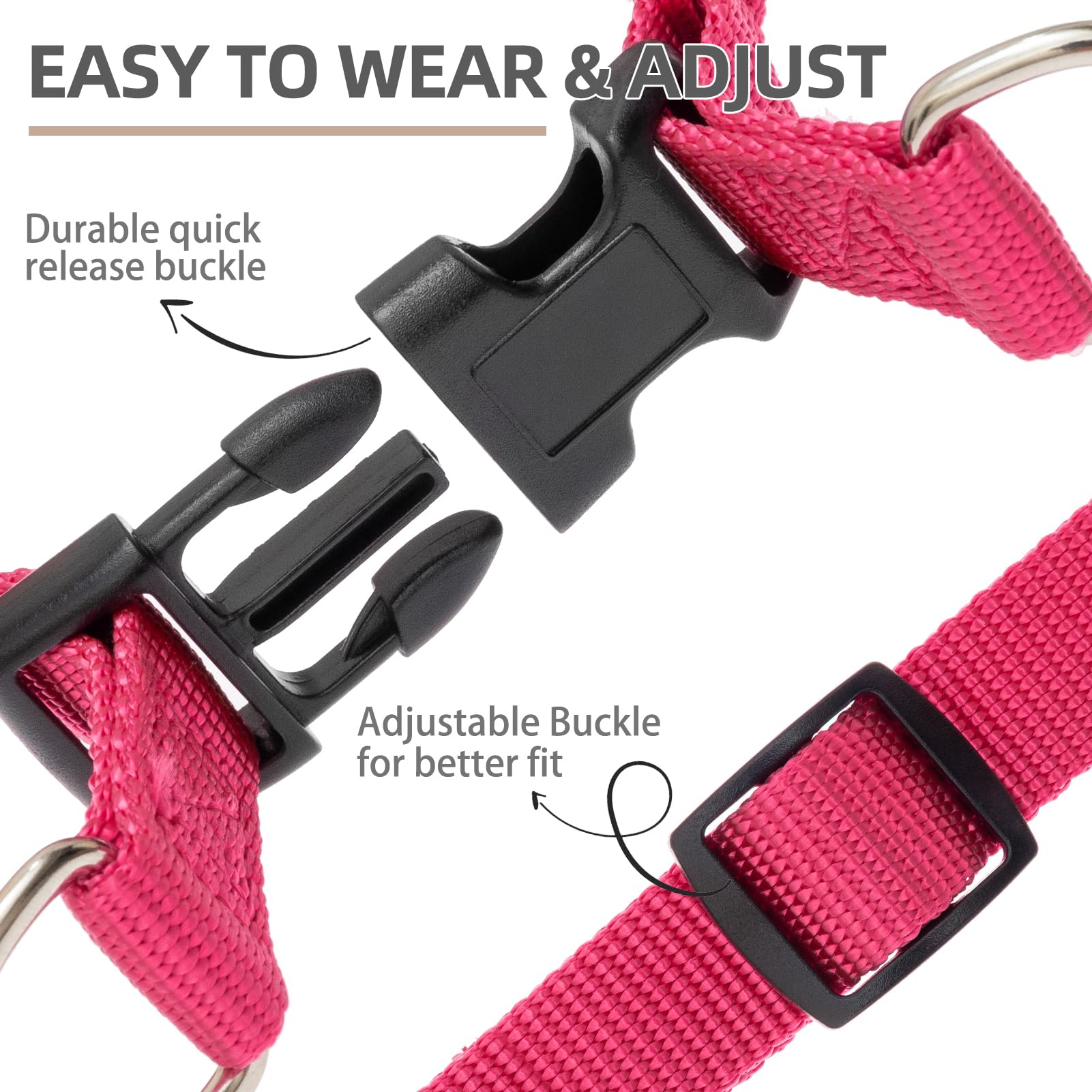 Pupteck No Pull Dog Harness Soft Adjustable Basic Nylon Step In Puppy Vest Outdoor Walking With Id Tag And A-Ir Tag Case, Hot Pi