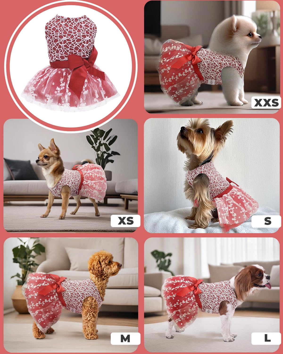 Cutebone Dog Birthday Valentines Dress Girl Puppy Skirt Tutu Cat Wedding Outfit Pet Party Clothes For Small Dogs Costume Dd09M