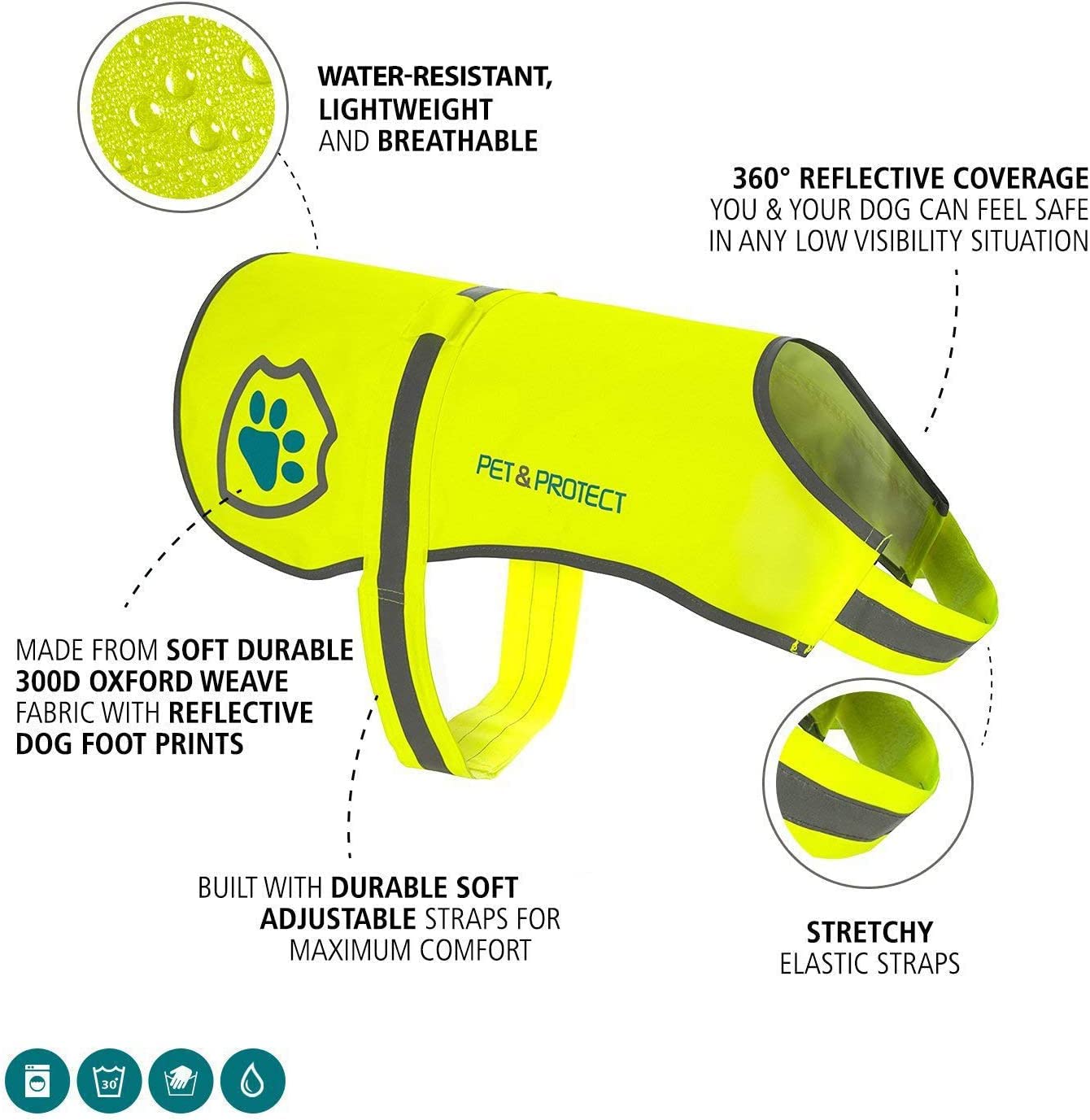 Reflective Dog Coat For Safety – Ideal Dog Vest For High-Visibility When Walking, Jogging Or Training – Sizes To Fit Small, Medium, Large Breeds 16-130 Lbs (Medium)