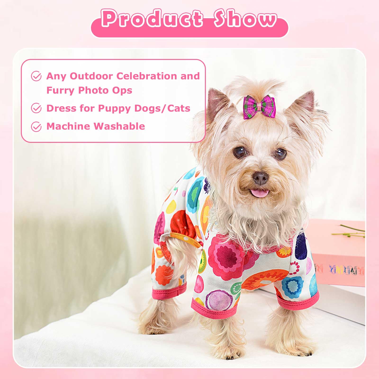 Dosuyi Dog Pajamas Spring Summer Pet Clothes For Small Dogs Girl Boy Soft Stretchy Puppy Clothes Cat Pjs Pet Jammies Outfit (Flo