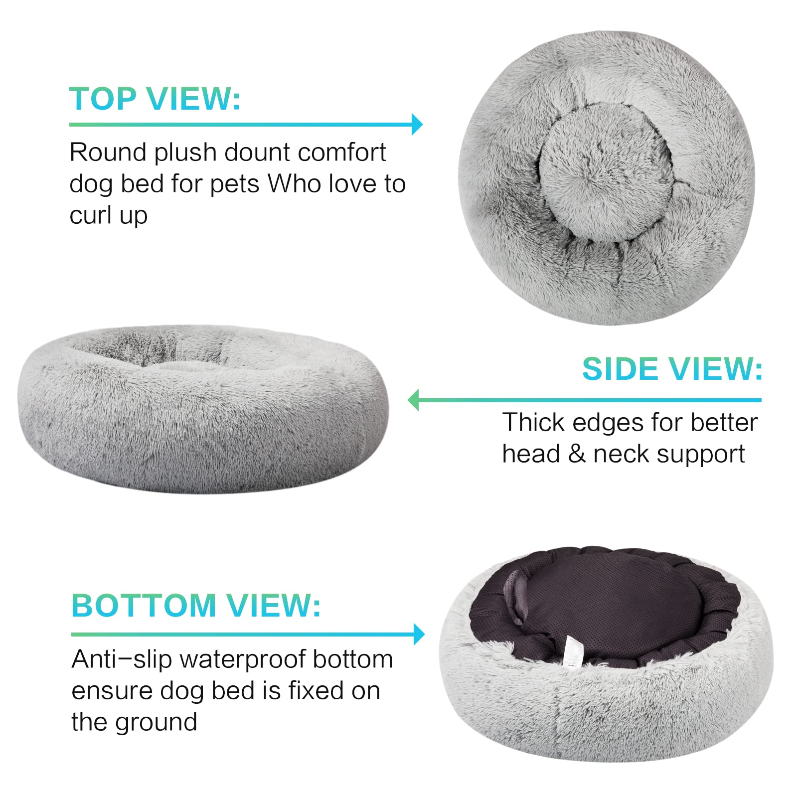 Savfox Calming Dog Bed, Anti Anxiety Dog Bed, Plush Donut Dog Bed For Small Dogs