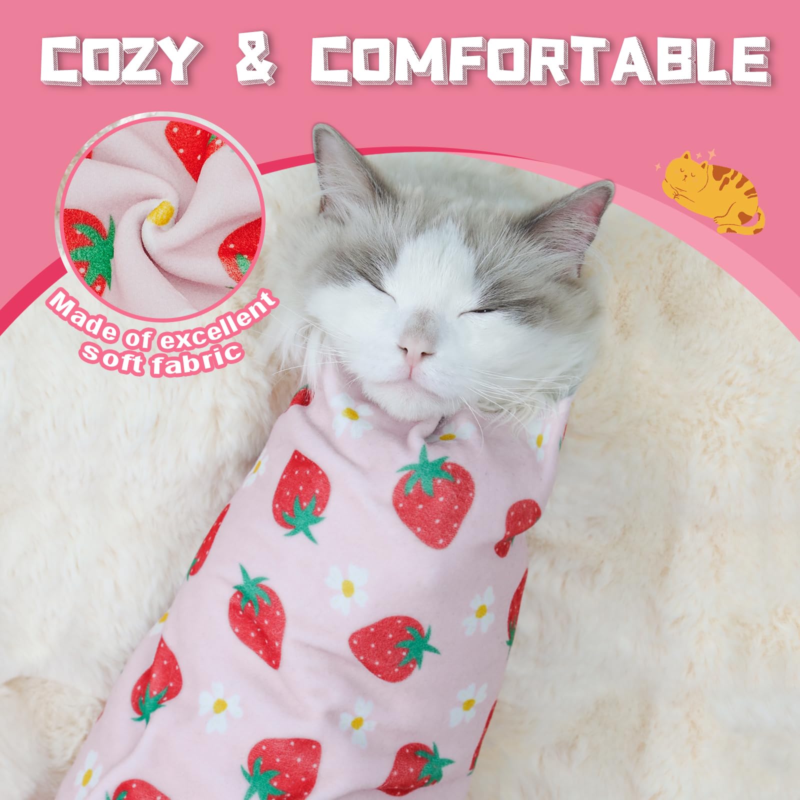 Supet Cat Wrap For Cutting Nails, 2025 Self-Adherent Cat Grooming Wrap, Anti-Escape Calming Cat Swaddle Wrap For Medicine, Nail