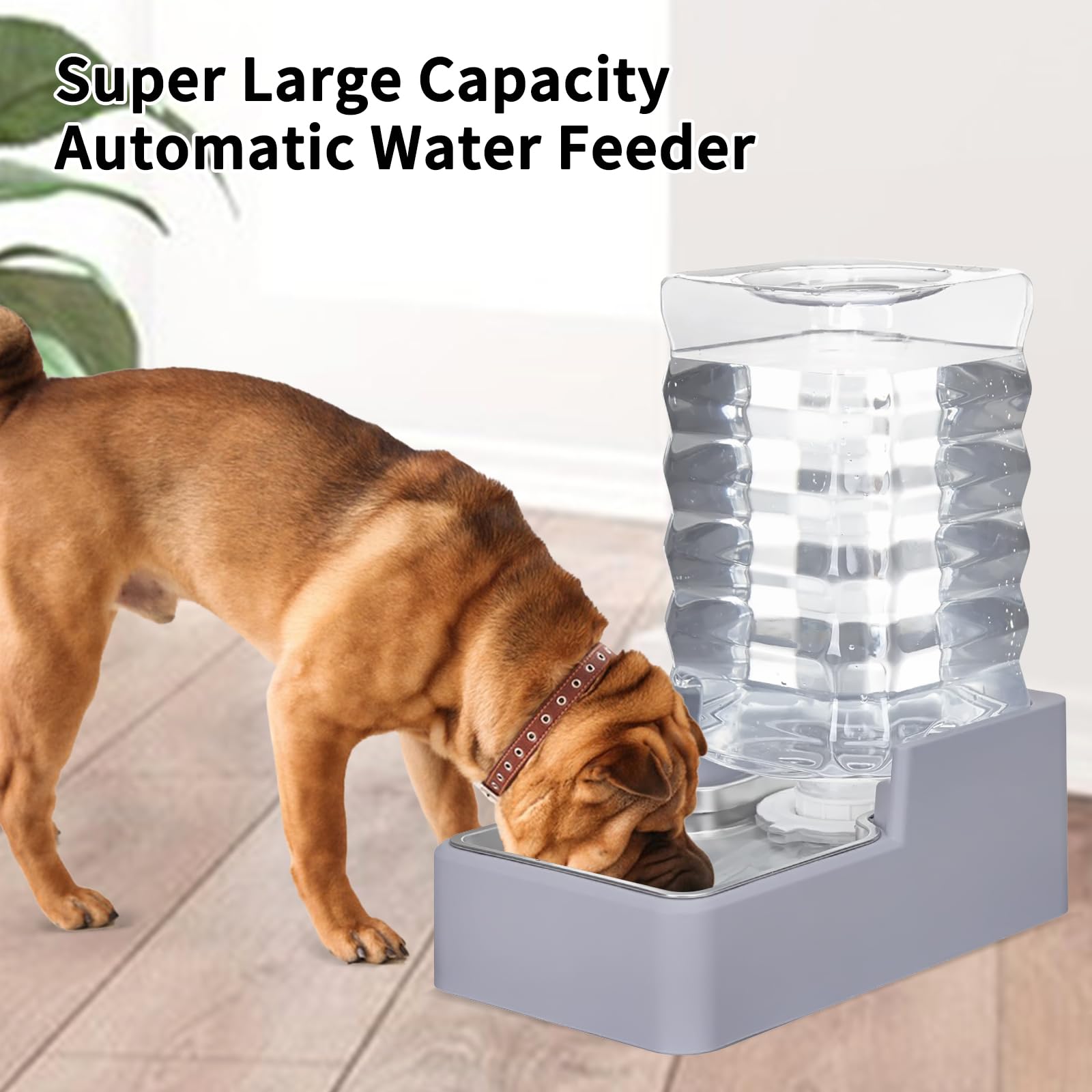 Sfozstra Automatic Dog and Cat Water Dispenser with Stainless Steel Bowl Gravity Waterer,Large Capacity and Drinking,100% BPA-Fr