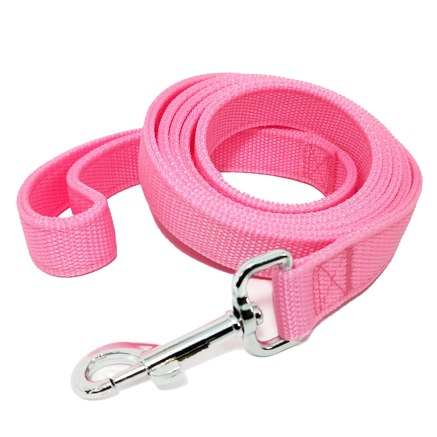 Strong Nylon Dog Leash With 2-Layer, 4 Ft/ 6 Ft/ 7Ft Long, 1 Inch Wide For Medium Large Dogs (Pink, 1'' X 2 Ft)