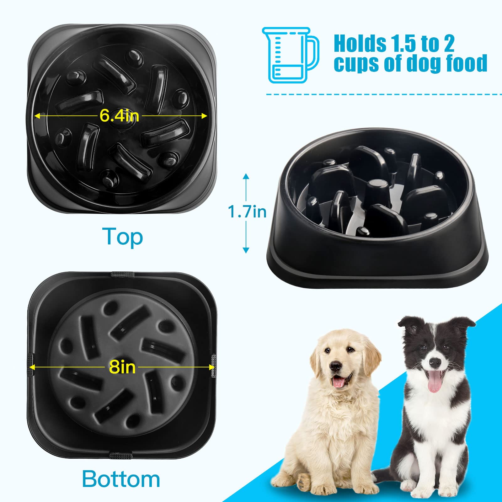 Upsky Slow Feeder Small Dog Puzzle Bowl Feeder - Anti-Slip, Anti-Bloat, Anti-Choking