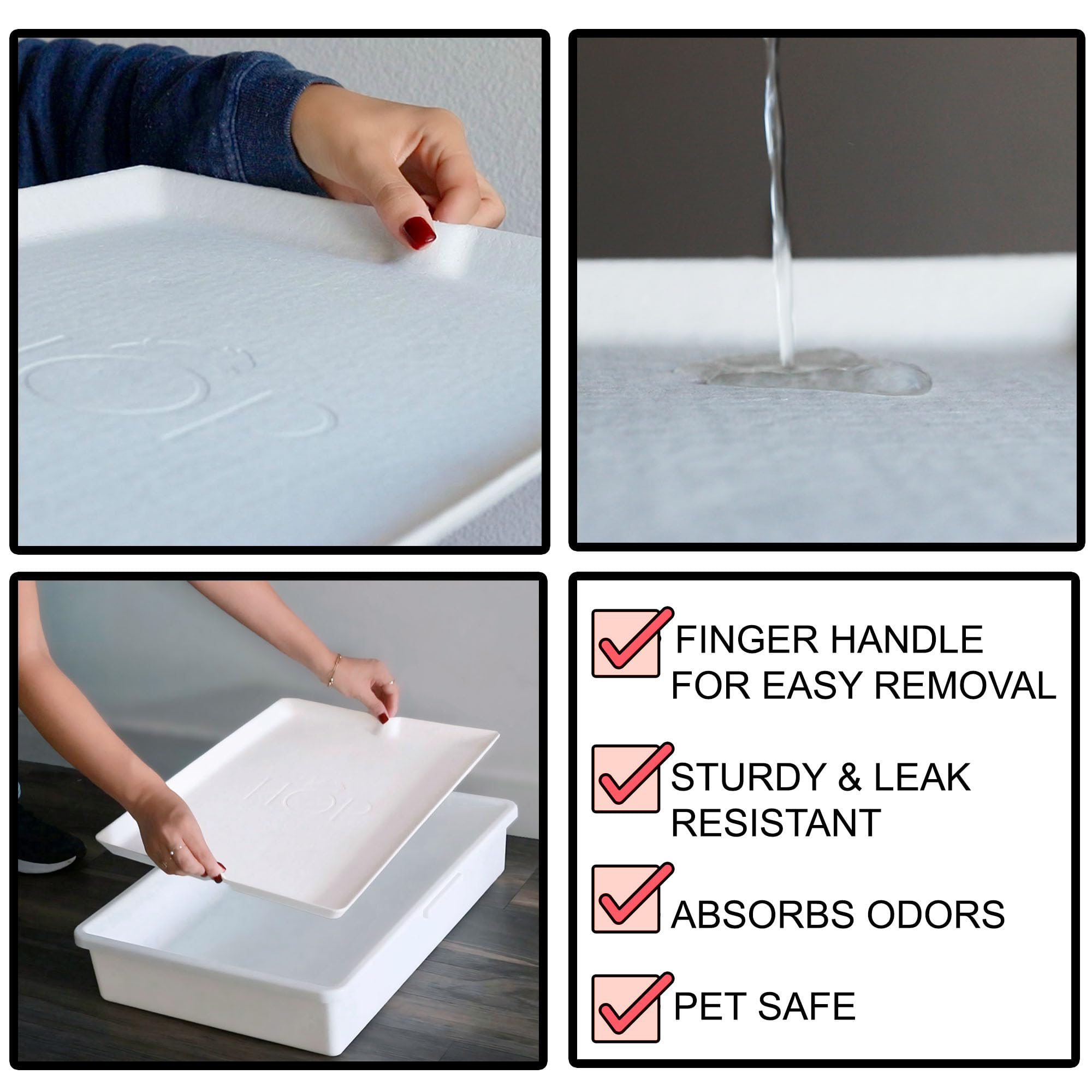 Hop Disposable Litter Box Liner For Rabbits, Cats, Guinea Pigs, Chinchicalls. Travel-Friendly, Large, Biodegradable, Sturdy, Lea