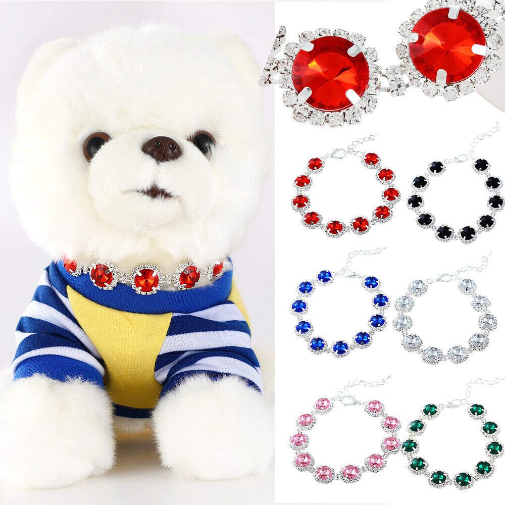 Dogs Kingdom Pet Dog Cat Crystal Collar Bling Rhinestones Party Princess Necklace Adjustable Necklace Accessories,Dark Blue,L:12