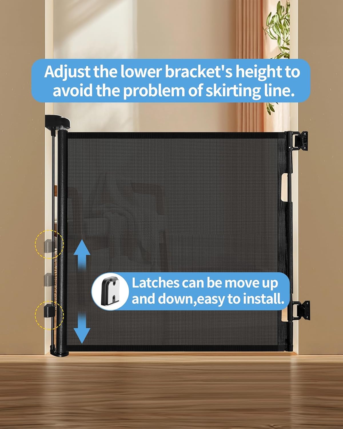 Veraste Retractable Baby Gate,Mesh Baby Gate Or Mesh Dog Gate,33' Tall,Extends Up To 71' Wide,Child Safety Gate For Doorways,Stairs,Hallways,Indoor/Outdoor（Black,33'X71'）
