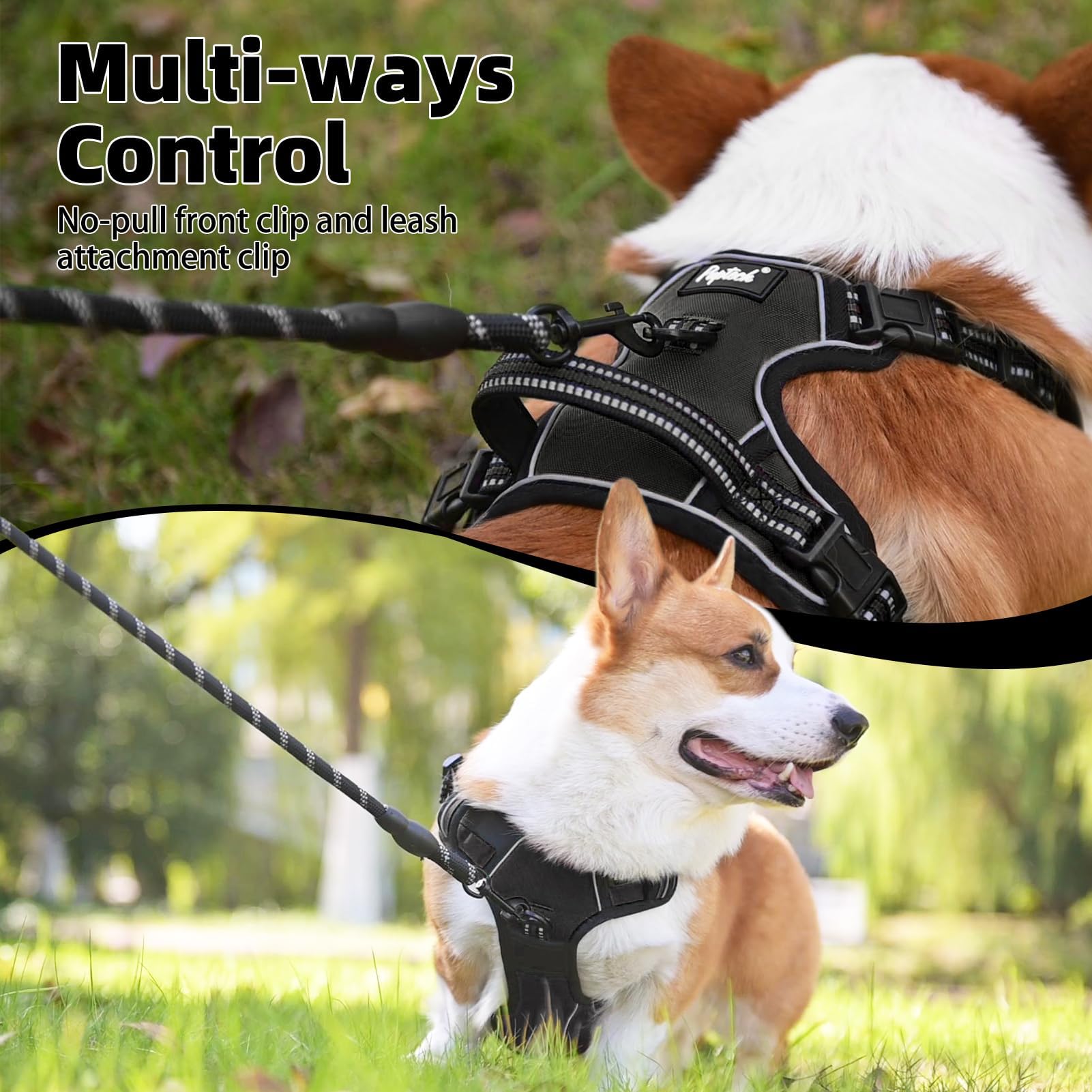 Pupteck No Pull Dog Harness Small Sized, Adjustable Reflective Dog Harness With Handle Easy Control, Comfortable Soft Padded Pet