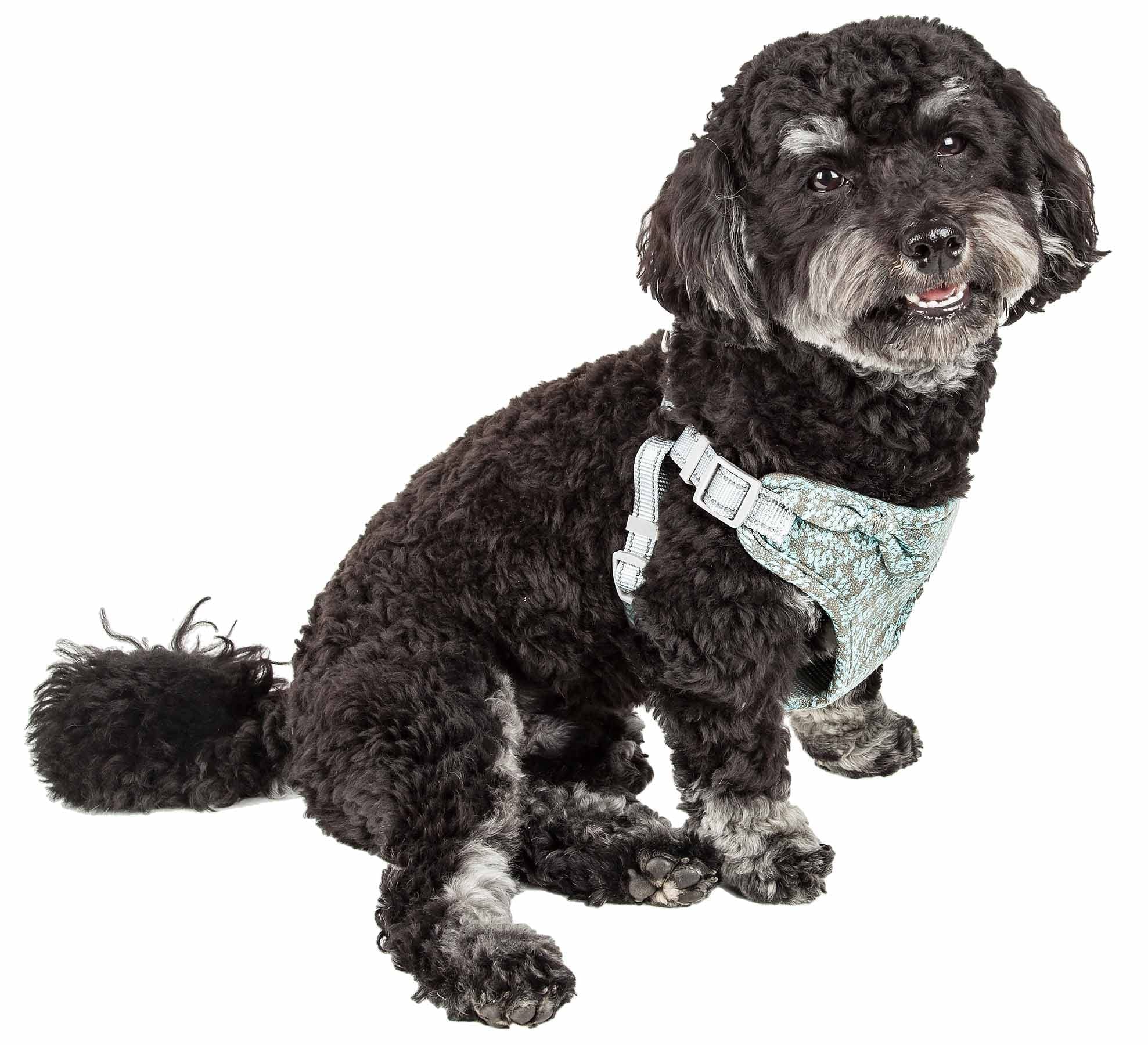 Pet Life ® 'Fidomite' Dog Harness With Built-In Designer Textured Dog Bowtie - Pet Harness With Reversible And Breathable Micro-Mesh And Stainless Steel Dog Leash Connecting Loops