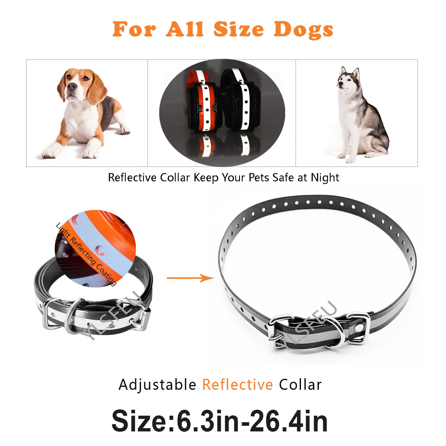 Dog Collar Strap For Most Of Electronic Training Shock Collar Receivers-Adjustable Durable Waterproof Odorless 3/4 Inch Collar Replacement For Barking Fence-Pet Tpu Collar Strap