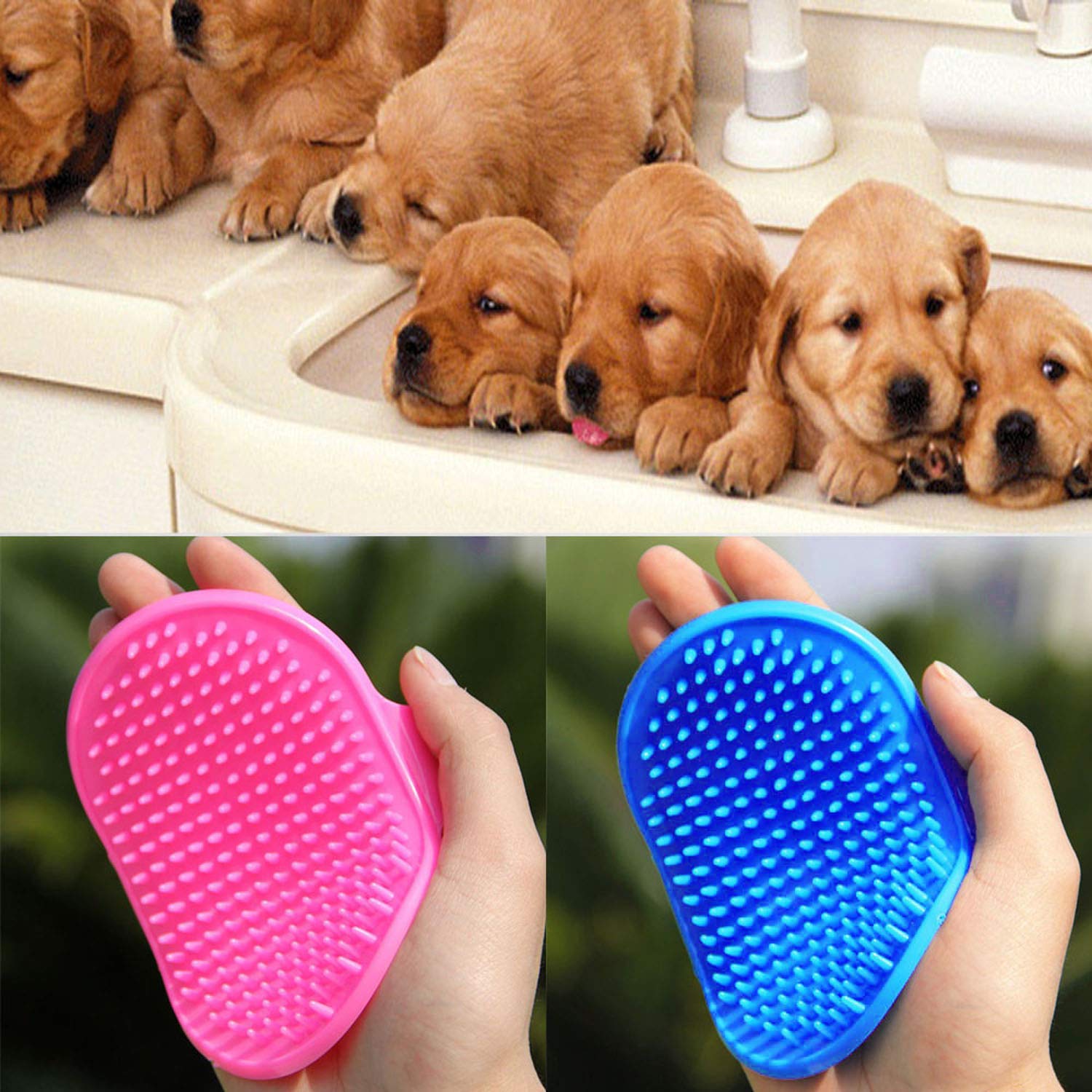 Sage Square Rubber Pet Grooming Detangling Brush Massage Pad (Pack of 2)