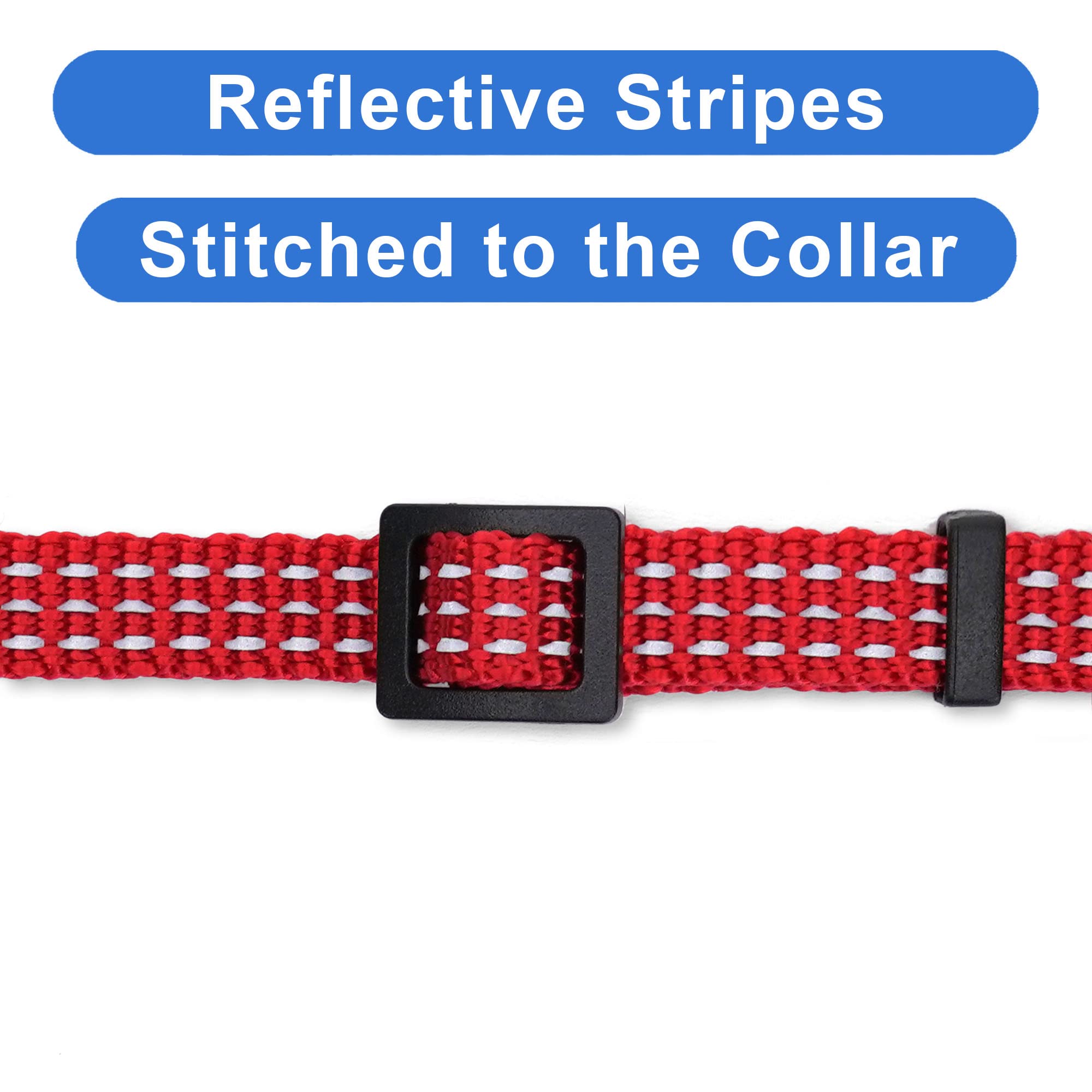 Pawtitas Reflective Cat Collar with Safety Buckle and Removable Bell Cat Collar Kitten Collar Red Cat Collar