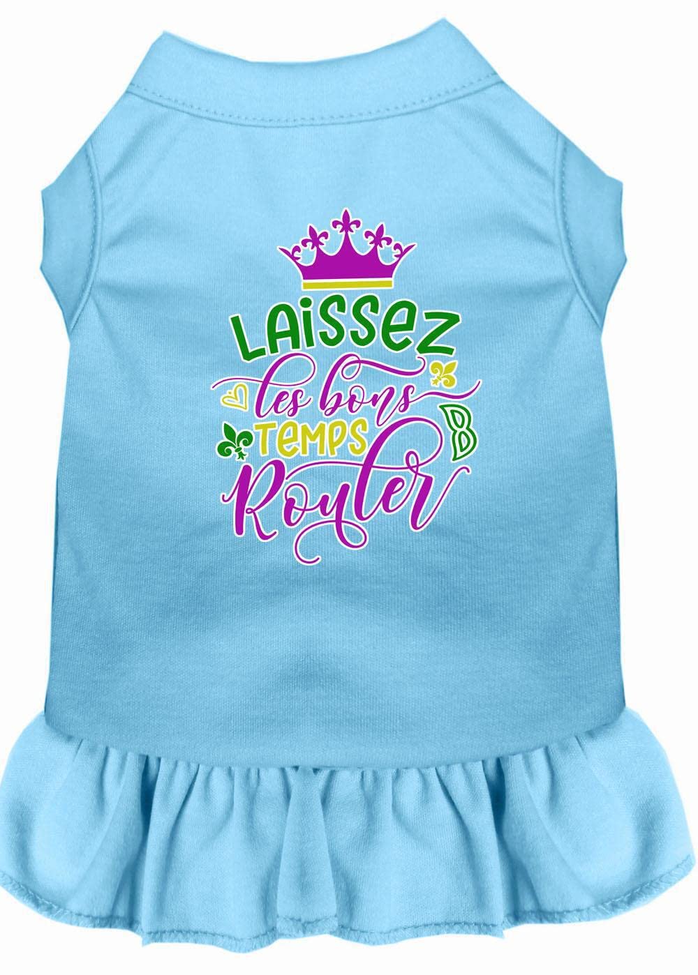 Mirage Pet Product Laissez Les Bons Temps Rouler Screen Print Mardi Gras Dog Dress Bright Pink Sm