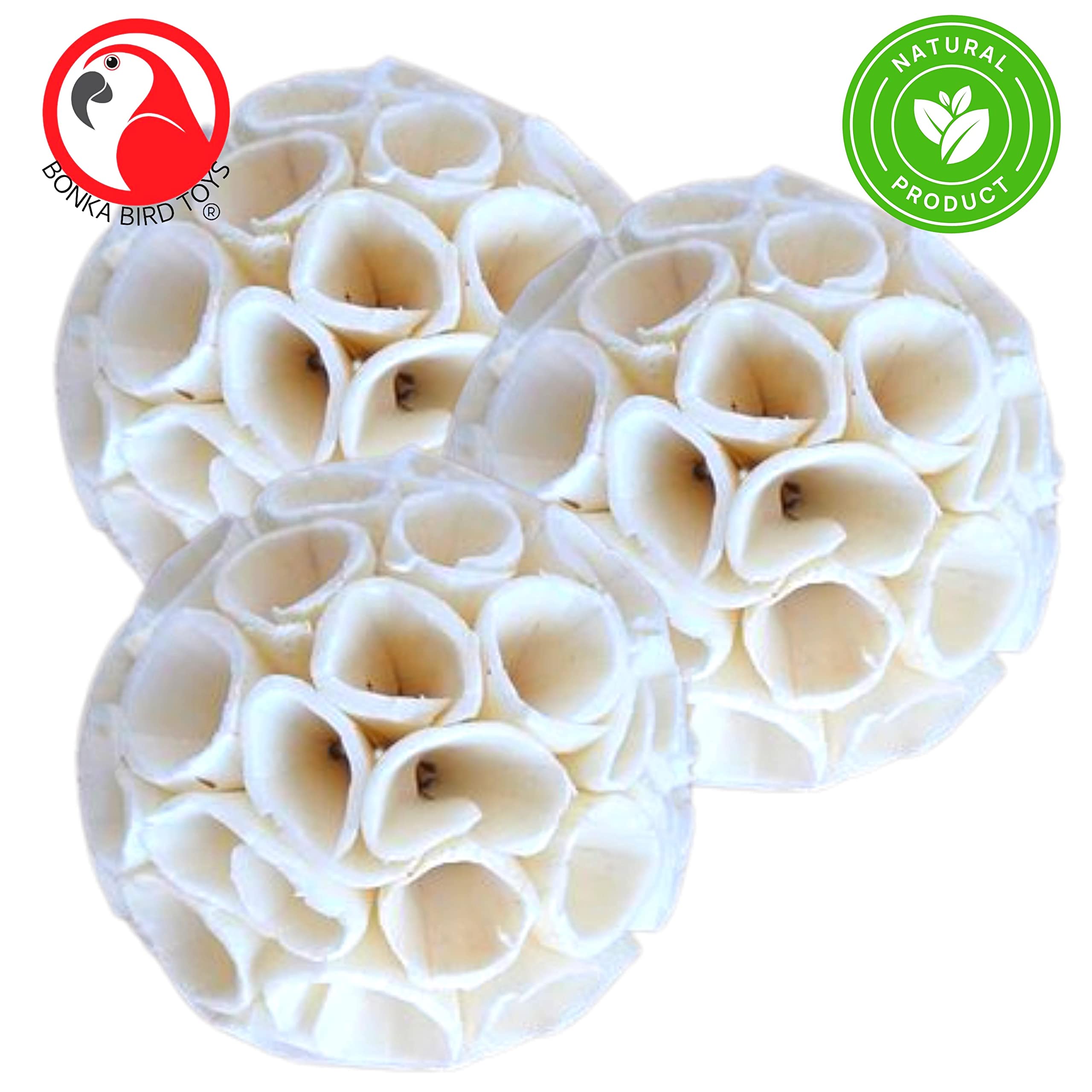Bonka Bird Toys 1215 Pk3 Natural Sola Crepe Ball Chew Shred Foraging Parrot Cockatiel Conure Quaker Caique Rabbits Guinea Chinchilla Bunny