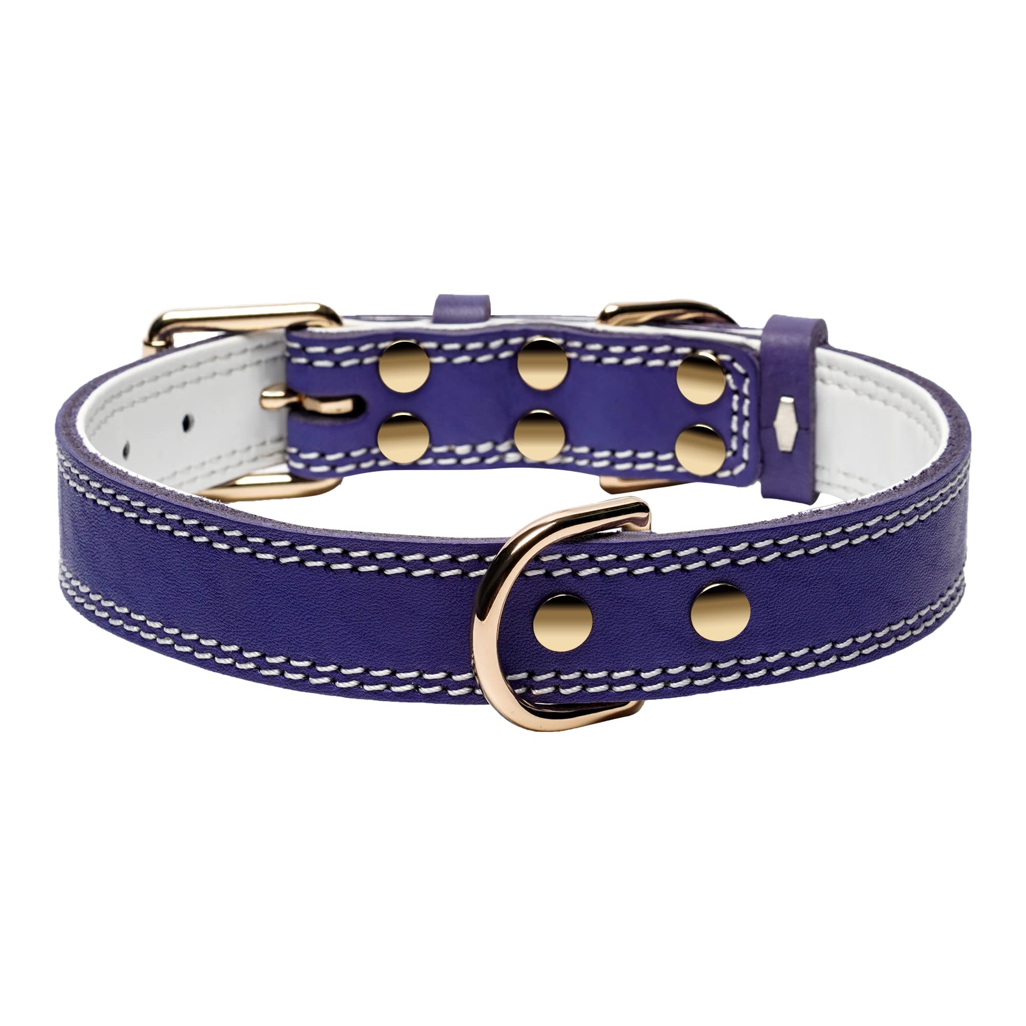 Daihaqiko Genuine Leather Heavy Duty Wide Dog Collar For Small, Medium, Large & Extra Large Dogs (L: 1.2' Wide For 16.2'-22'