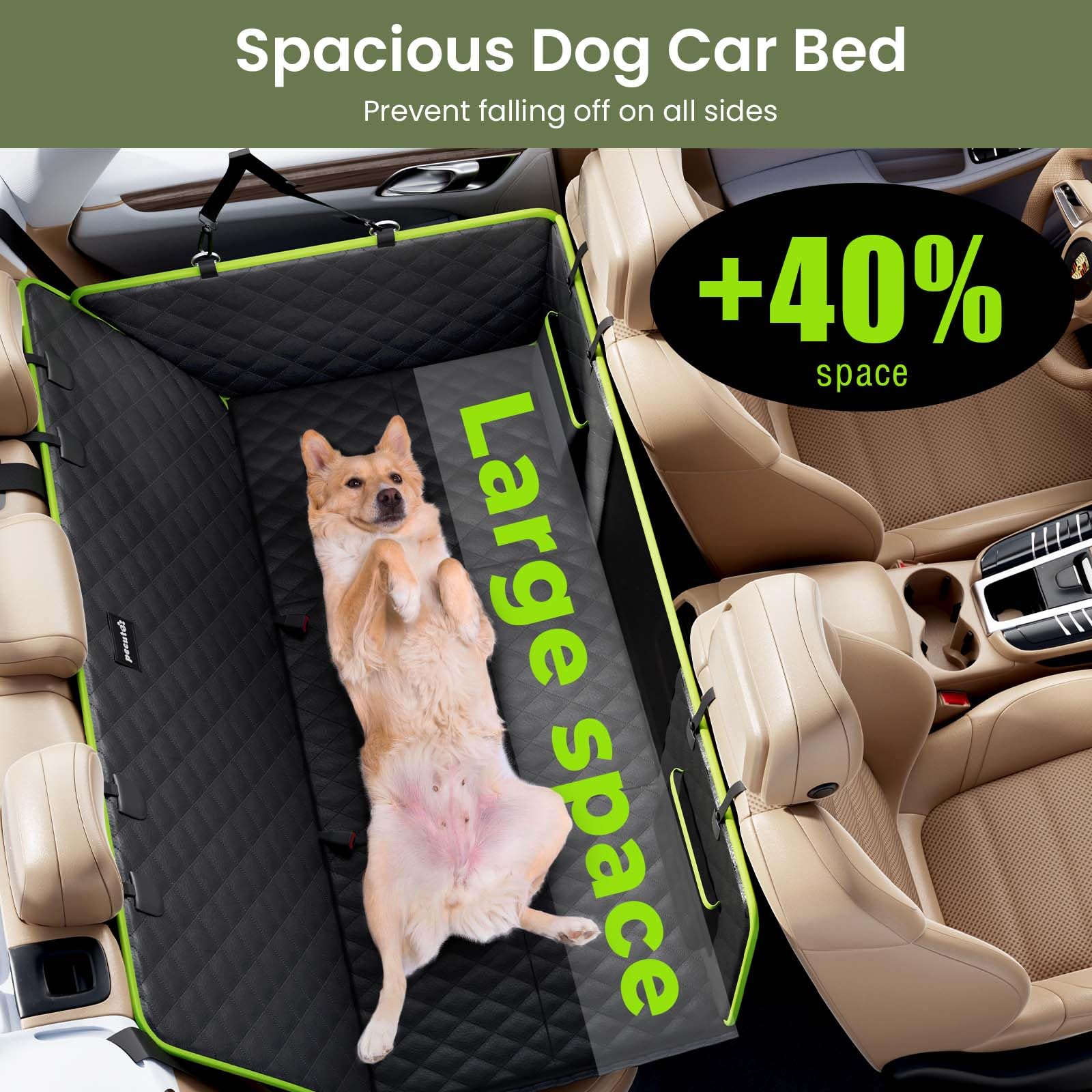 Dog Car Seat Cover For Back Seat, Back Seat Extender For Dogs 52.4 * 24.4In, Upgraded Sofa Leather, Foldable In The Car, Hard Pv