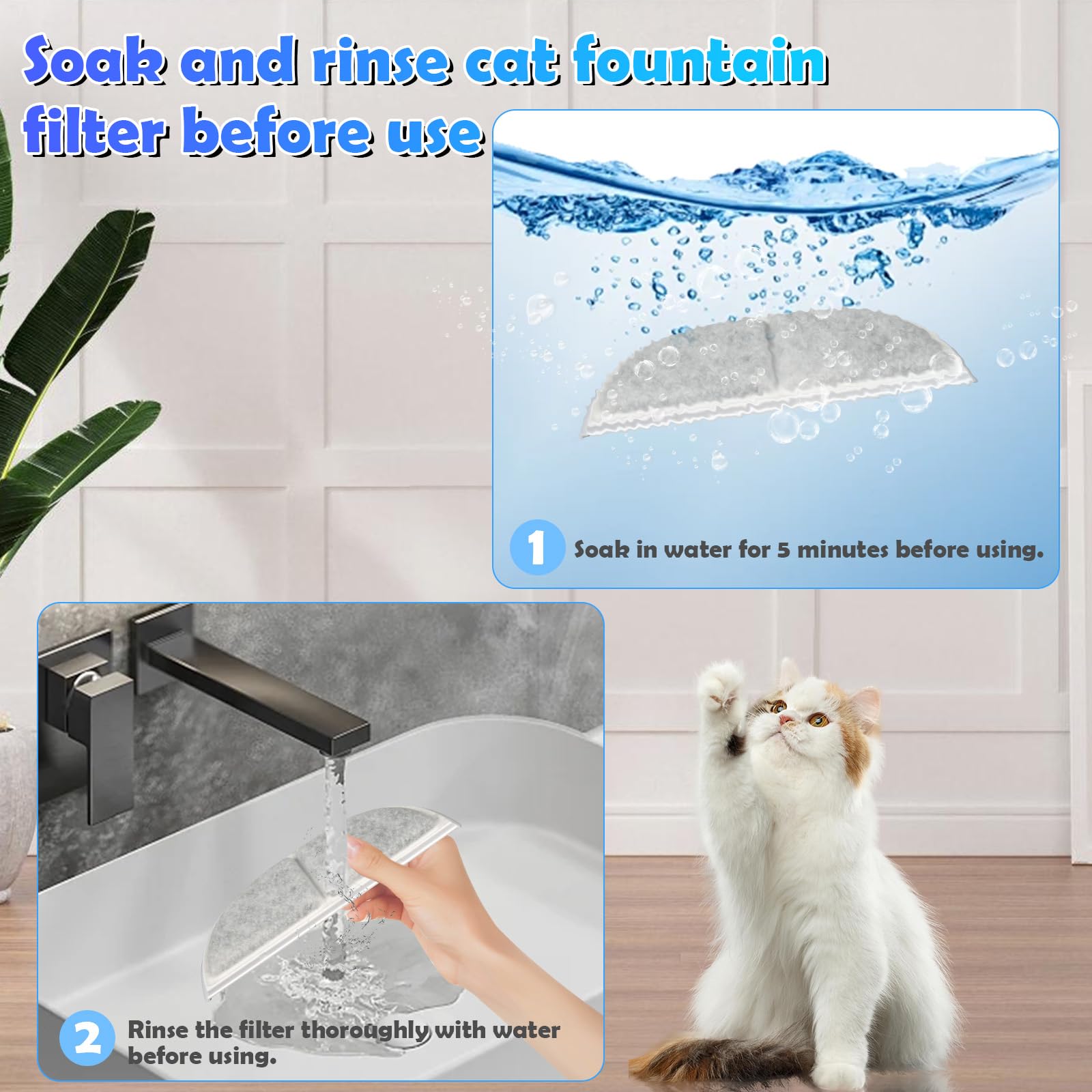 12 Pack eufy Stainless Steel Water Fountain Filters for 3L/105oz Pet Dispensers, Triple Filtration System Replacement for Cats o