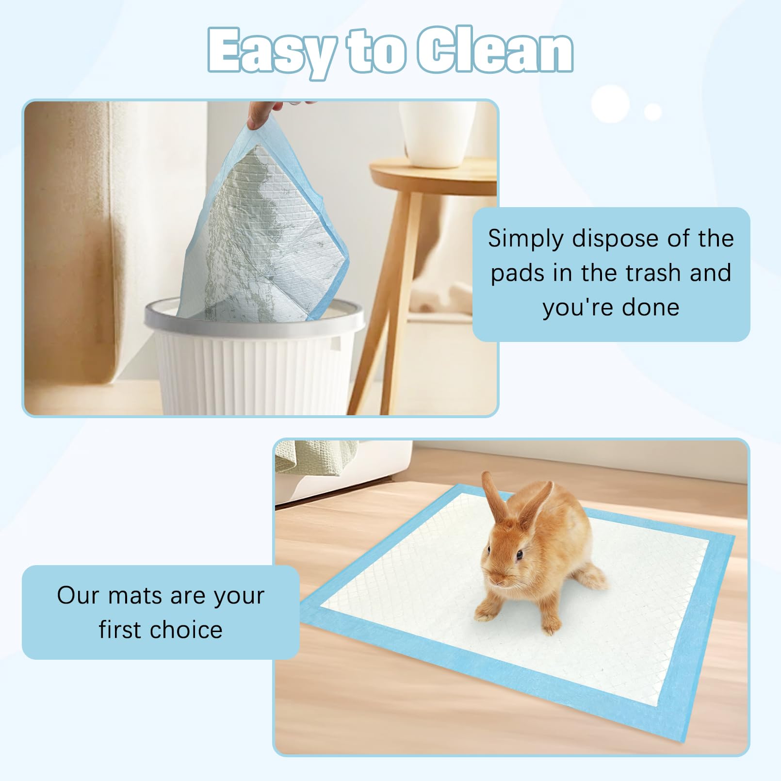 Kathson 100Pcs Rabbit Pee Pads 18''   13'' Disposable Cage Liners Super Absorbent Black Carbon Odor-Control Bunny Training Pad W