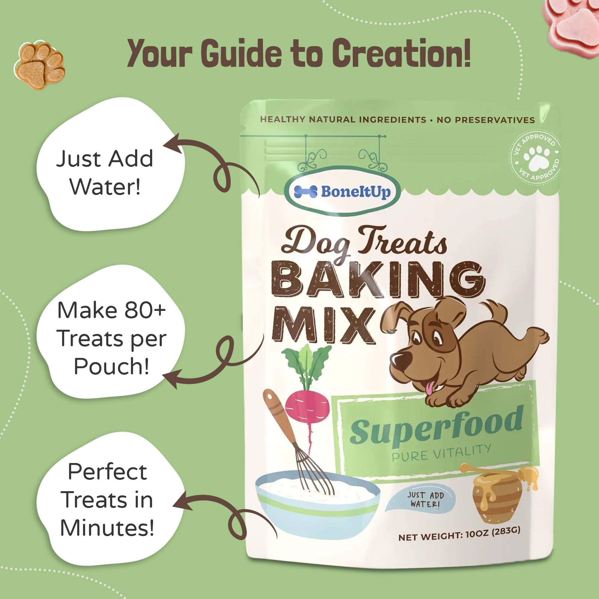 BoneItUp Dog Treats Baking Mix(Super Food), All-Natural, Vet-Approved, Nutrient-Rich Ingredients, Low CaloriesTreats for Dogs, P