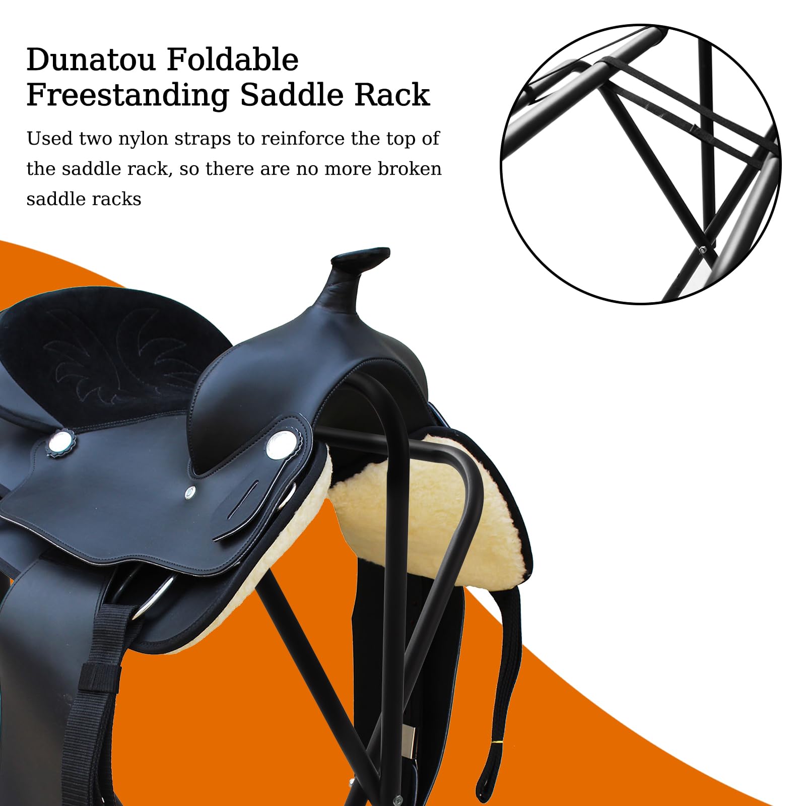 Dunatou Saddle Rack Freestanding Saddle Stand Foldable Horse Saddle Storage Rack Full Size Saddle Pad Rack Horse Blanket Holder