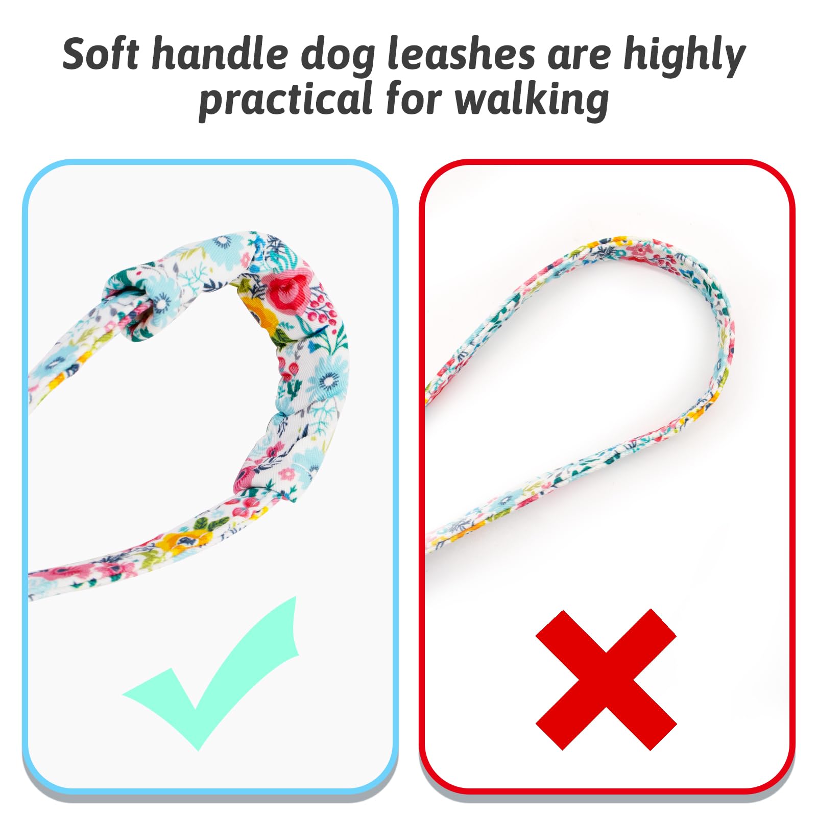 HSIGIO Dog Collar and Leash Set Girls Adjustable Puppy Collars with Floral Bow Tie for Small Medium Large Female Dogs, Teal Flow