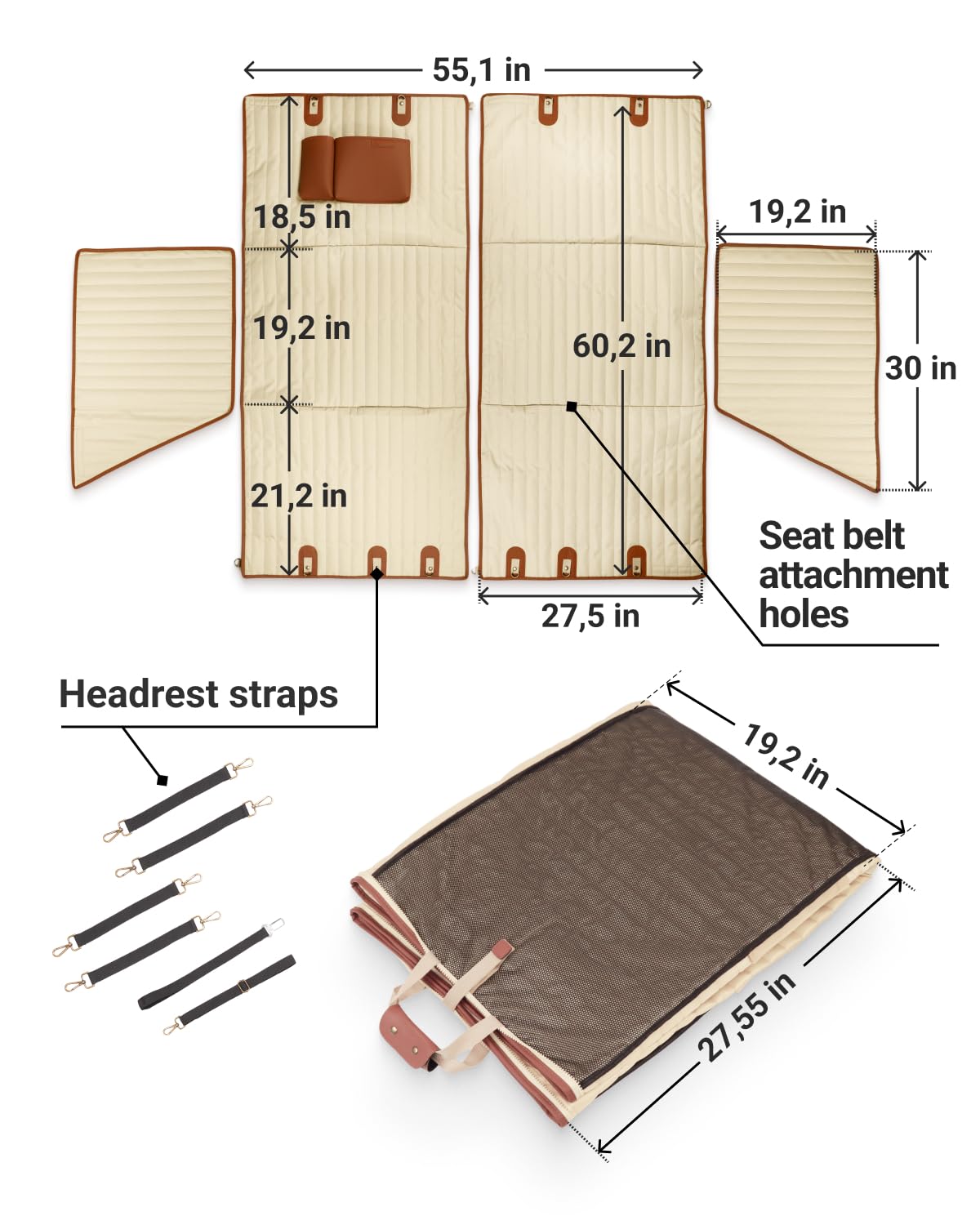 Owleys Back Seat Extender For Dogs Premium Dog Hammock For Car | Back Seat Pet Cover For Dogs | Dog Covers For Cars Back Seat (B