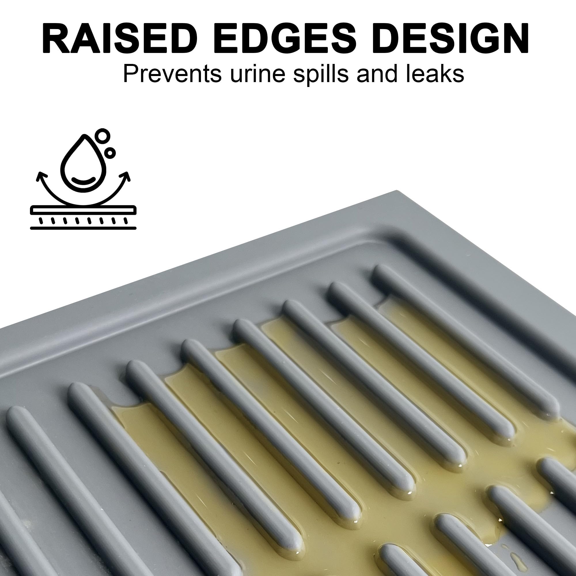 Petnova Large Silicone Litter Mat: 32'' X 21'' Groove Design Litter Trapping Mat Easy To Clean - Waterproof Urineproof Raised Ed