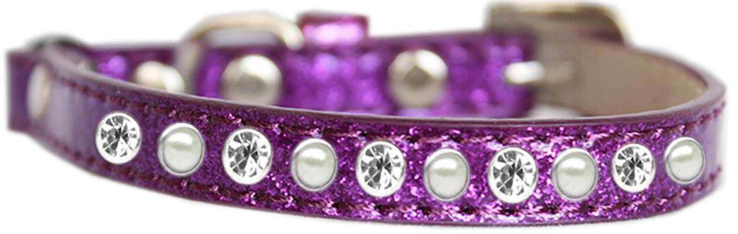 Mirage Pet Products Pearl and Clear Jewel Ice Cream Cat Safety Collar Purple Size 14