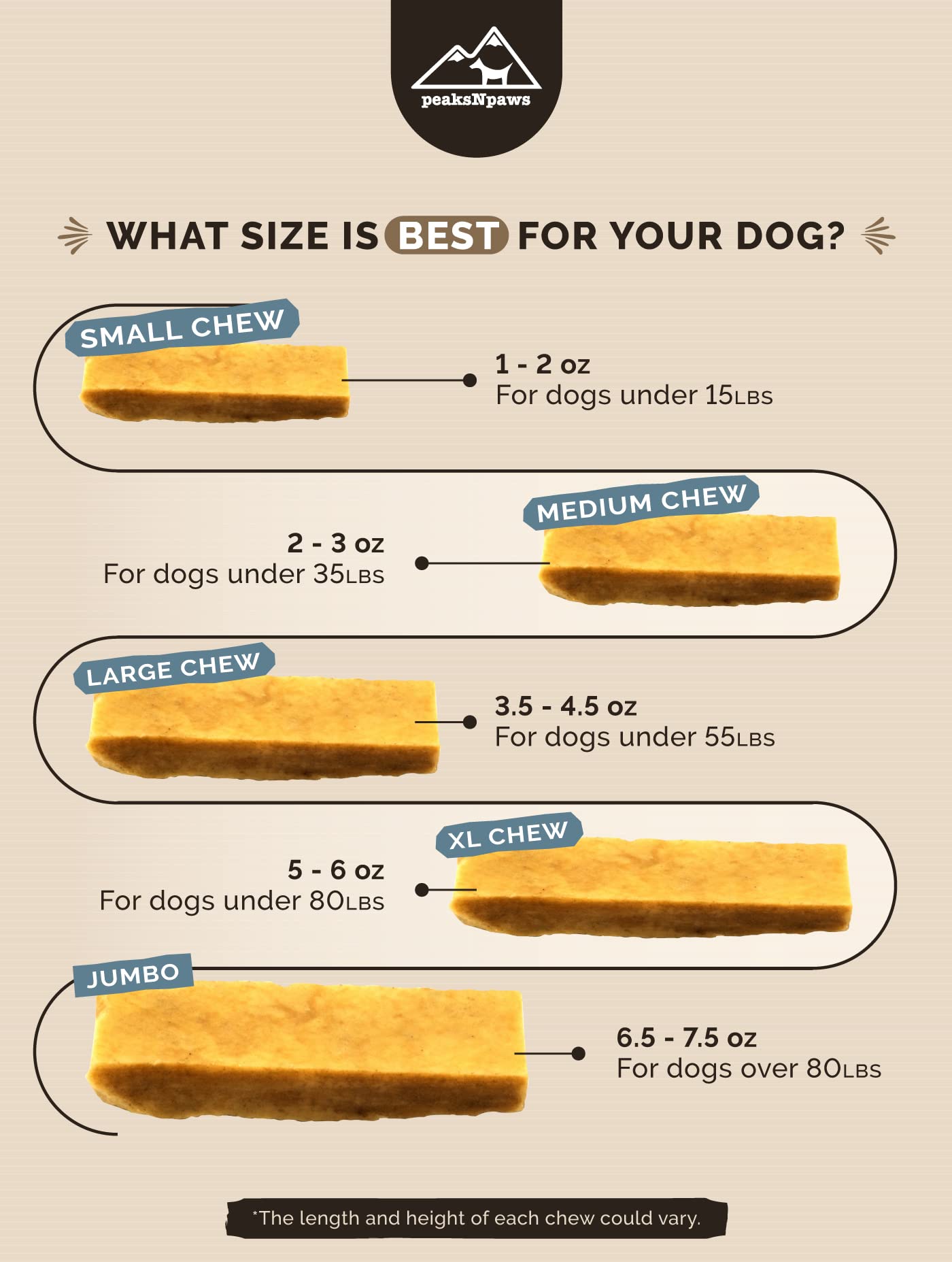 peakNpaws Himalayan Yak Cheese Dog Treats - Natural Chews for Aggressive Chewers - Grain-Free, Easily Digestible, Promoting Oral