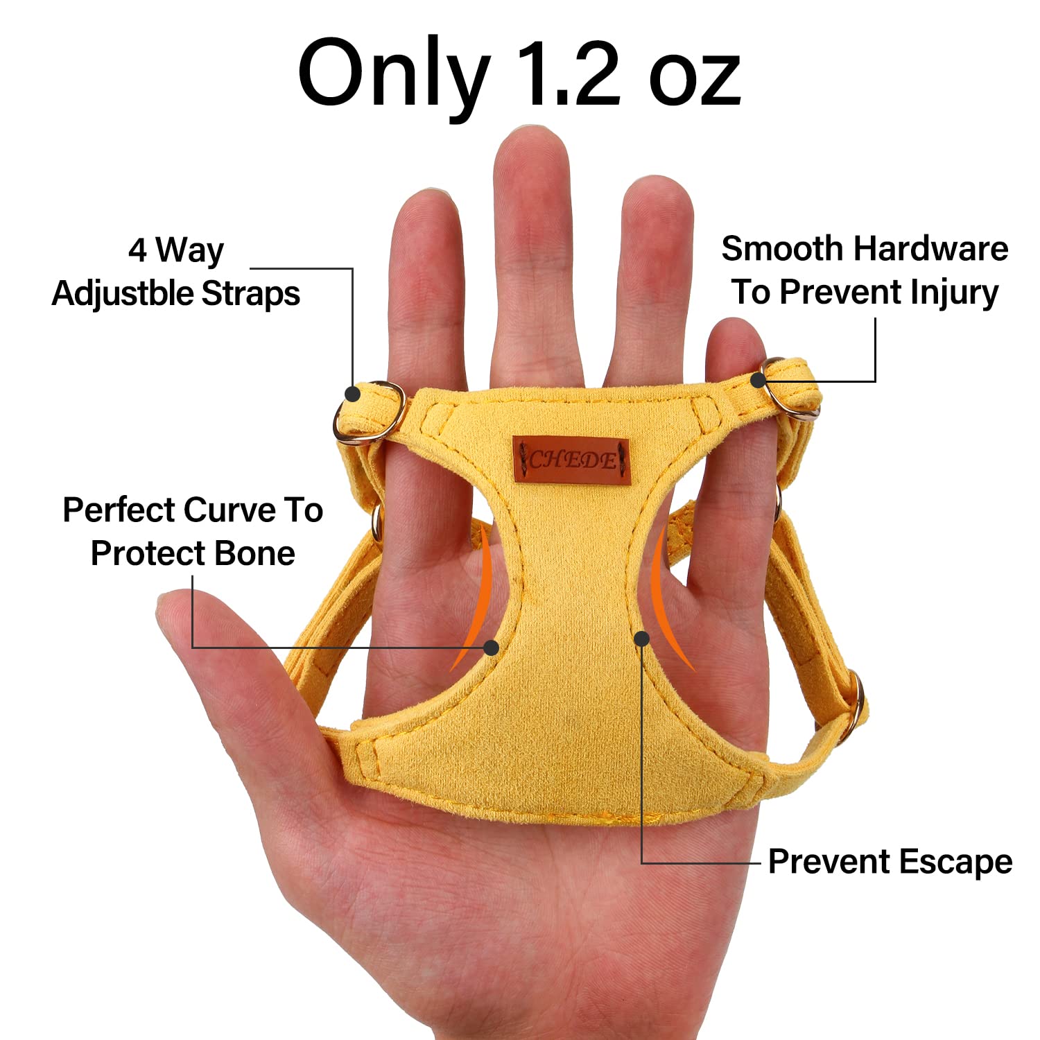 Chede No Pull Puppy Harness And Multifunction Dog Leash Set- 8 Colors Soft Adjustable No Choke Escape Proof Cute,Lightweight Pet Vest Harness For Small And Medium Dog (Xs, Yellow)