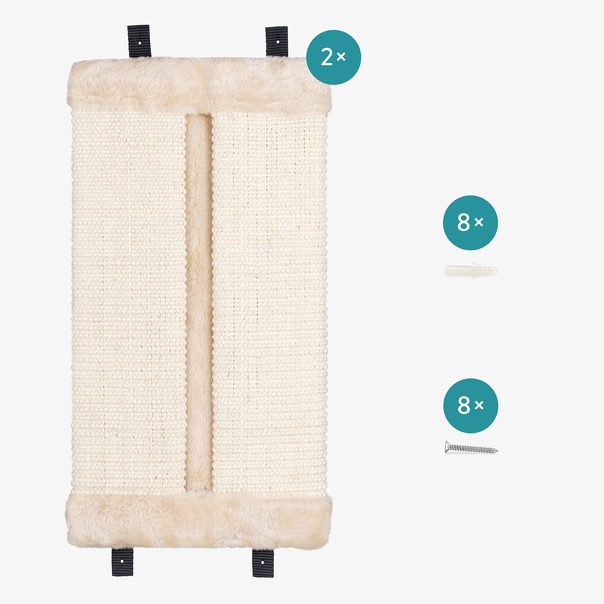 Navaris Corner Wall Cat Scratcher (Set Of 2) - Wall Mounted Sisal Scratching Pad For Cats - Vertical Corner Mount Scratch Panel