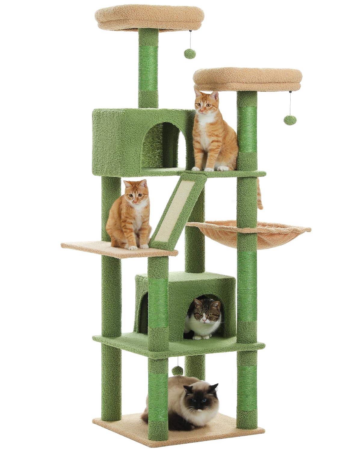 Muttros Cactus Cat Tree, 70.9'' Tall Cat Tree For Indoor Cats, Large Cat Tree For Large Cats, Multi-Level Tall Cat Tower With 6 