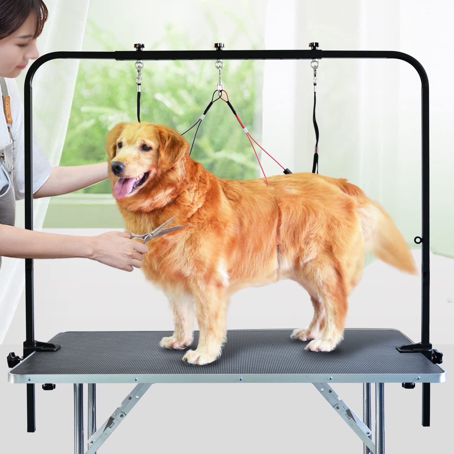 SHELANDY Overhead Pet Grooming Arm with Clamps - Black Dog Bathing & Grooming Bars for Easy Pet Care
